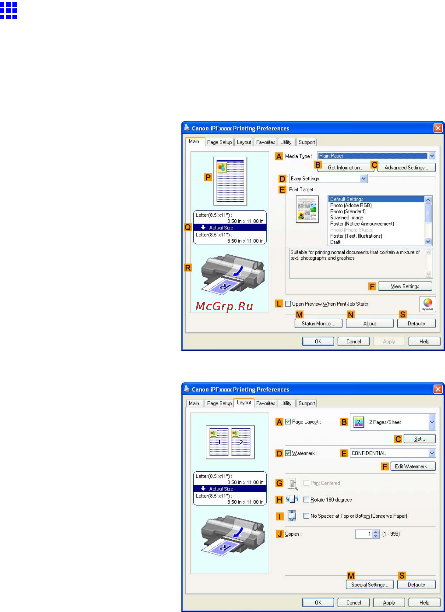 Canon imagePROGRAF iPF5100 [403/788] Printing multiple originals next to each other windows