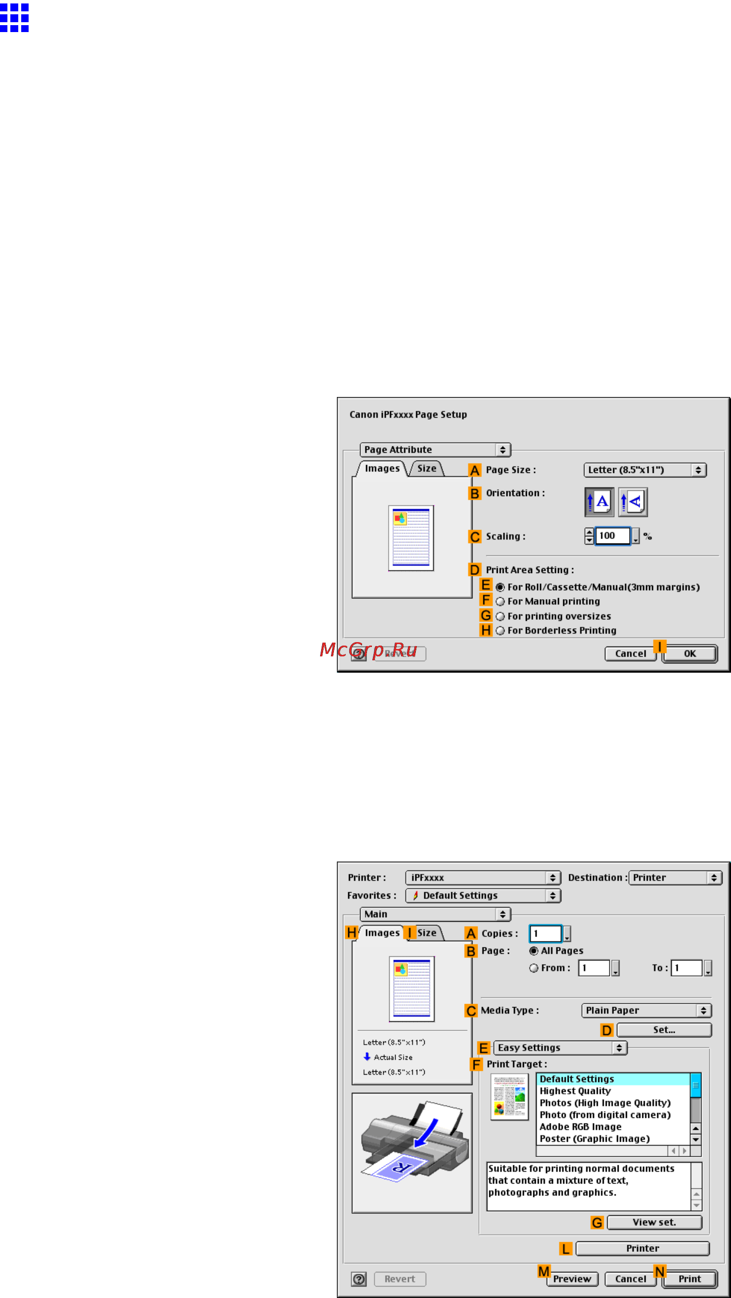 Canon imagePROGRAF iPF5100 [473/788] Making the original orientation match the paper orientation mac os 9