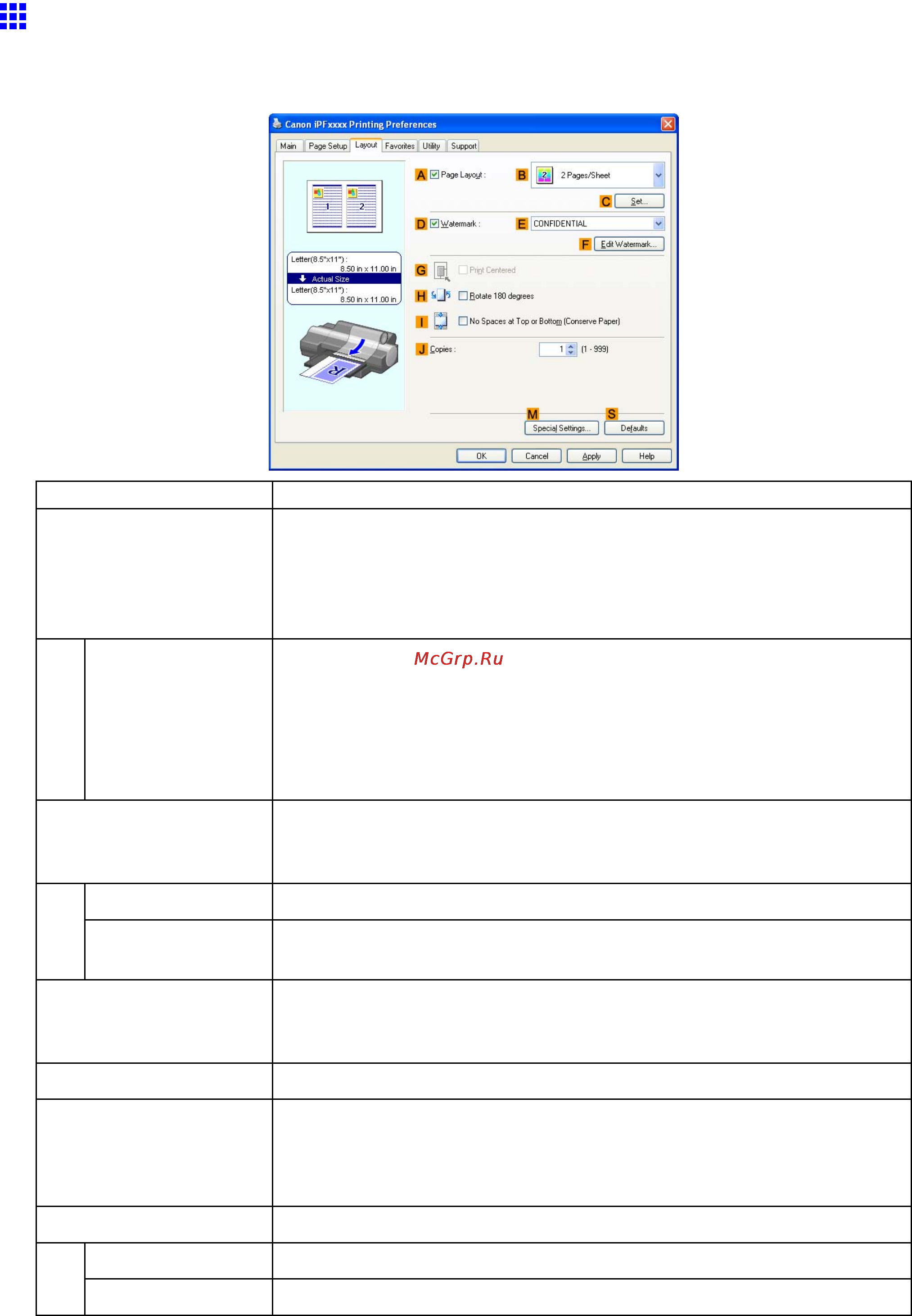 Canon imagePROGRAF iPF5100 [494/788] Layout sheet windows