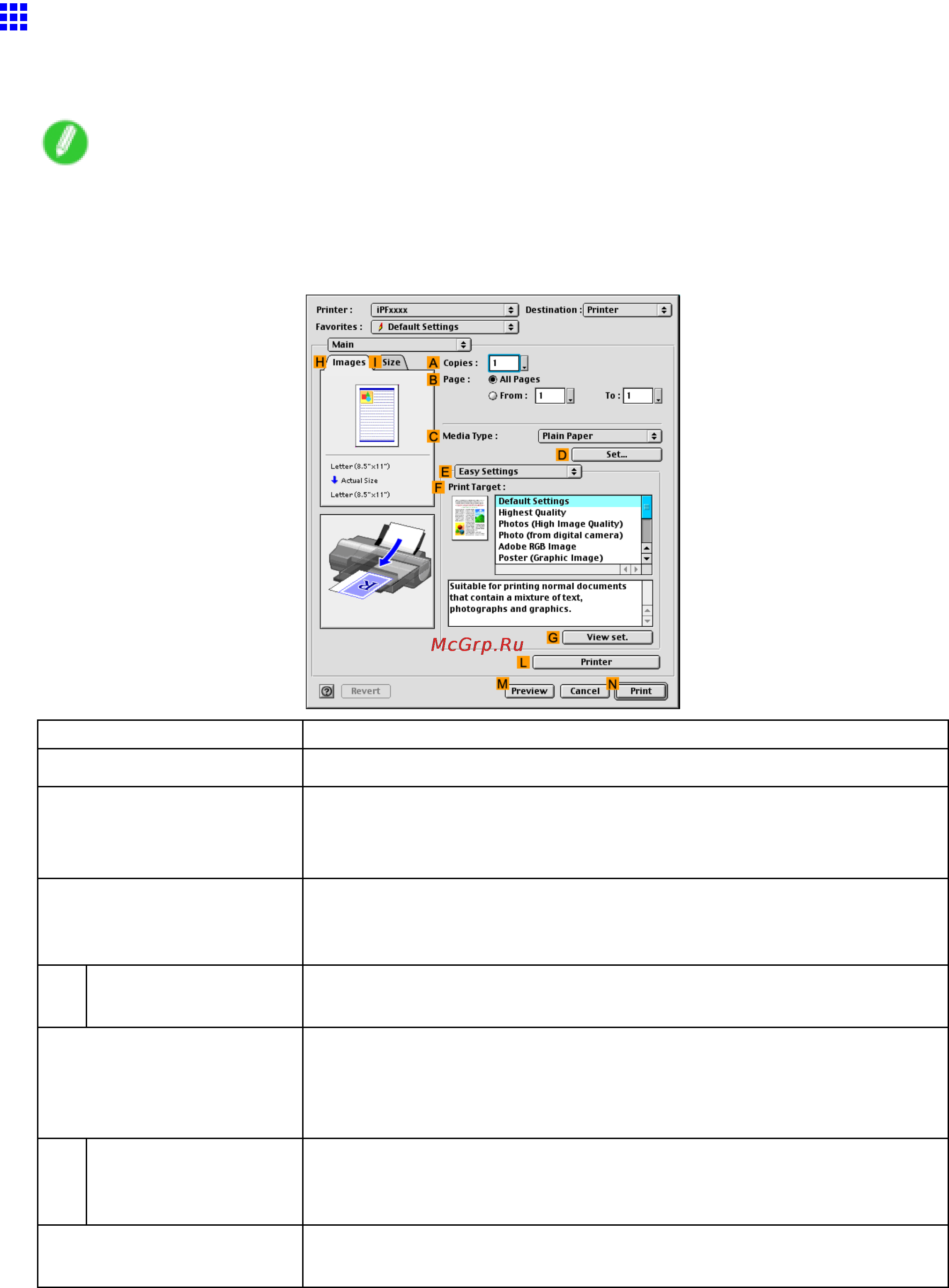 Canon imagePROGRAF iPF5100 [559/788] Main pane mac os 9