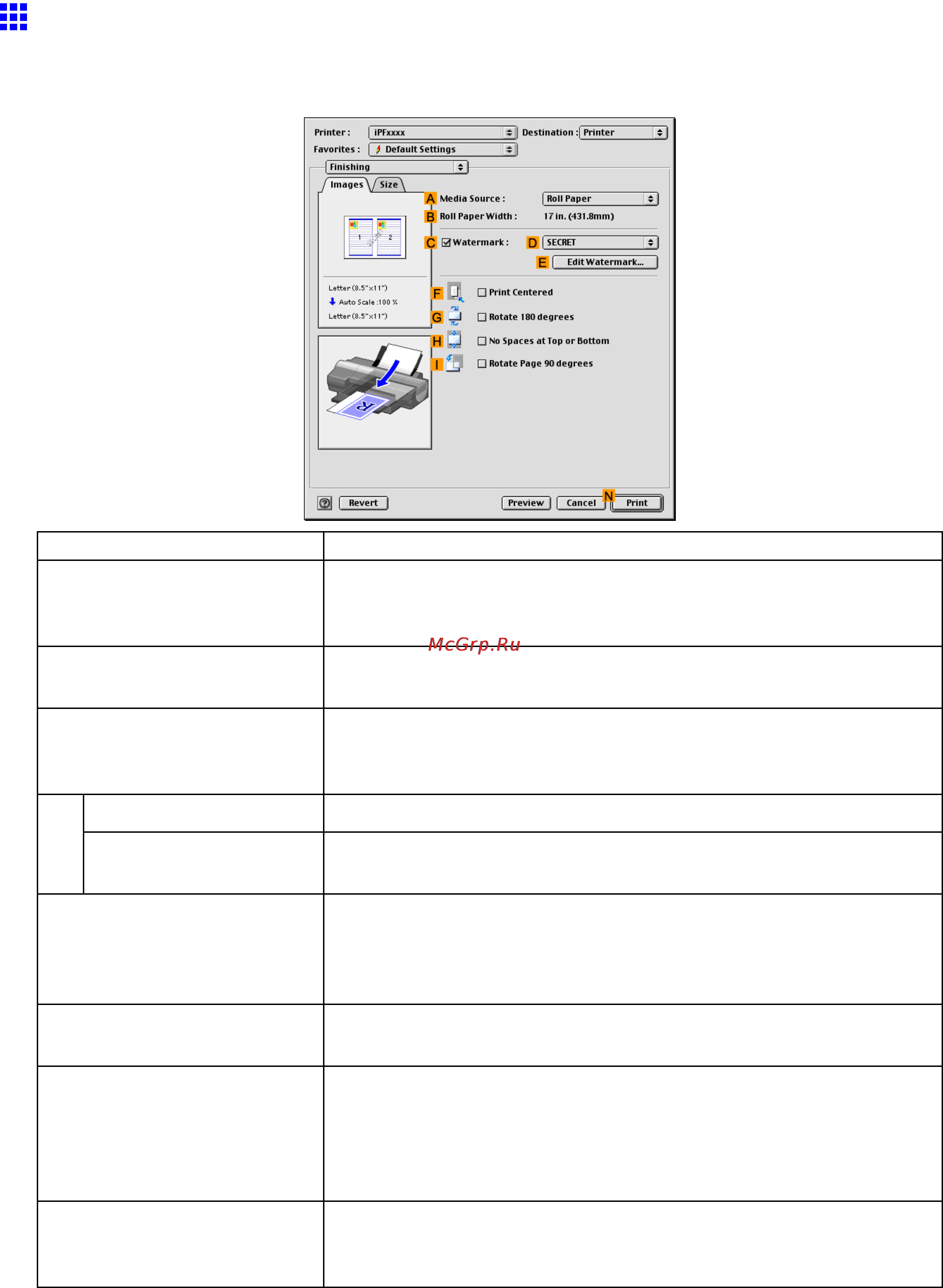 Canon imagePROGRAF iPF5100 [563/788] Finishing pane mac os 9