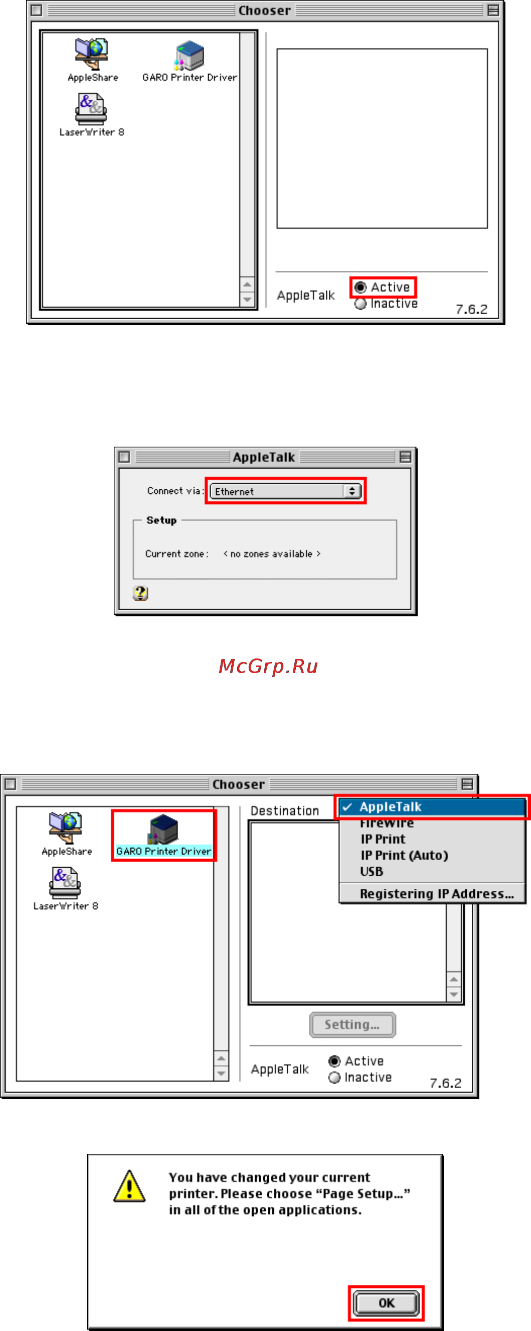 Canon imagePROGRAF iPF5100 [615/788] Con guring the destination mac os 9