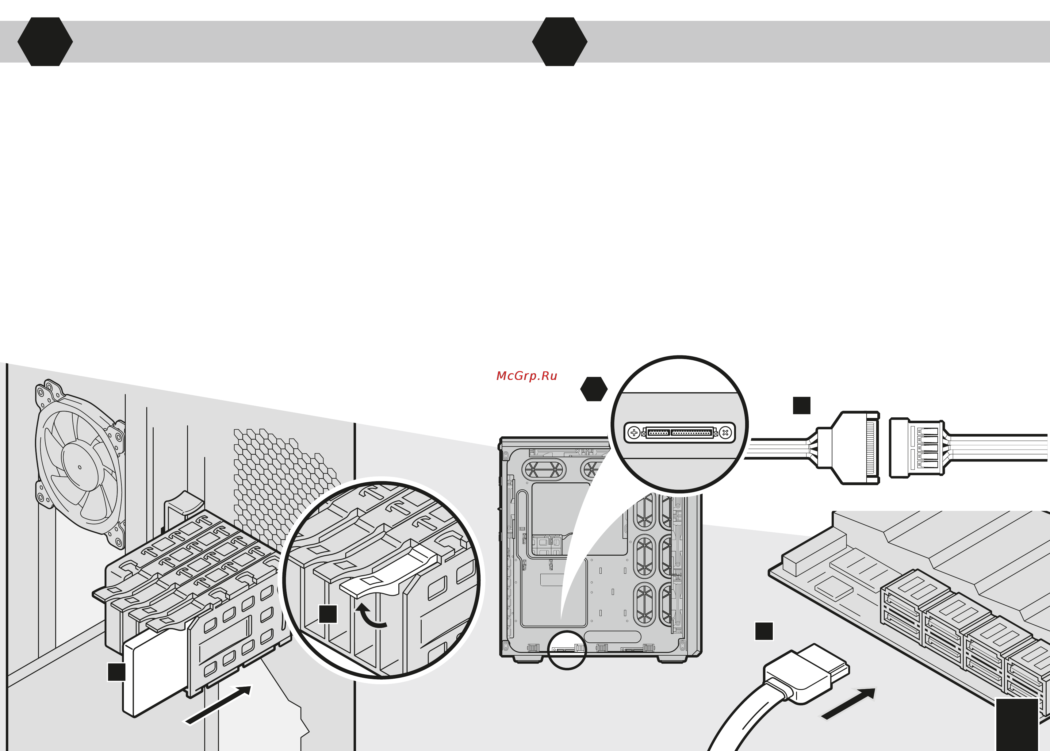 Corsair carbide series air 540, cc-9011030-ww, w/o psu, black [12/14] Installing hot swap connectors installing 2 ssd into tool free expandable ssd cage