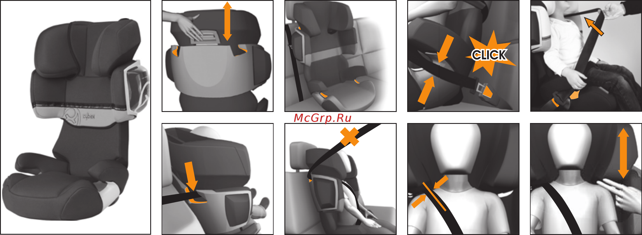 Cybex Pallas 2 группа 1/2/3, Синий [3/23] Dk kort vejledning fi lyhyt käyttöopas se kortversion no hurtigveiledning ru короткое руководство pl instrukcja skrócona cz krátké instrukce en short manual tr kısa bilgi