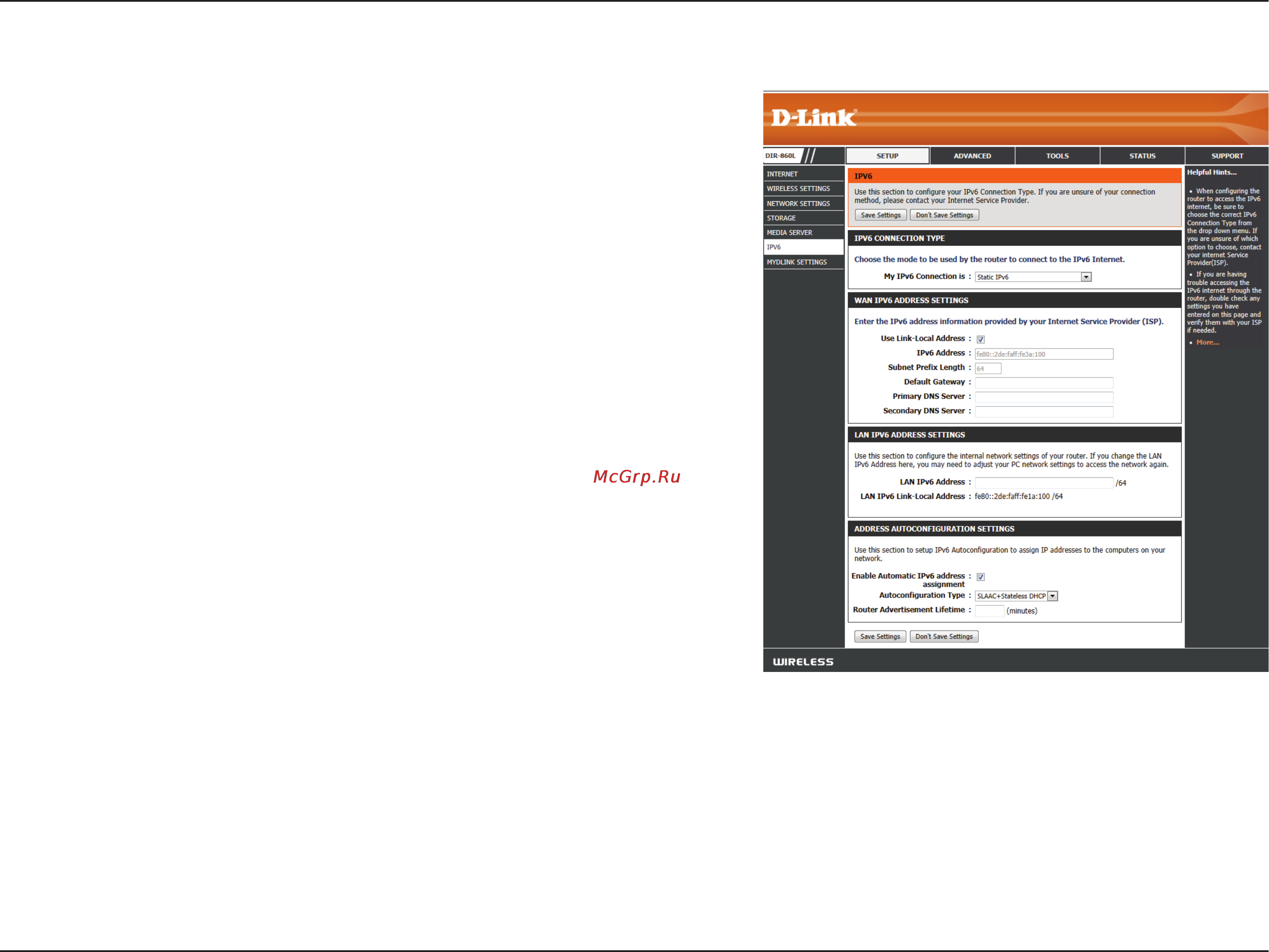 D-Link dir-860l/ru/a1a [64/143] Static ipv6