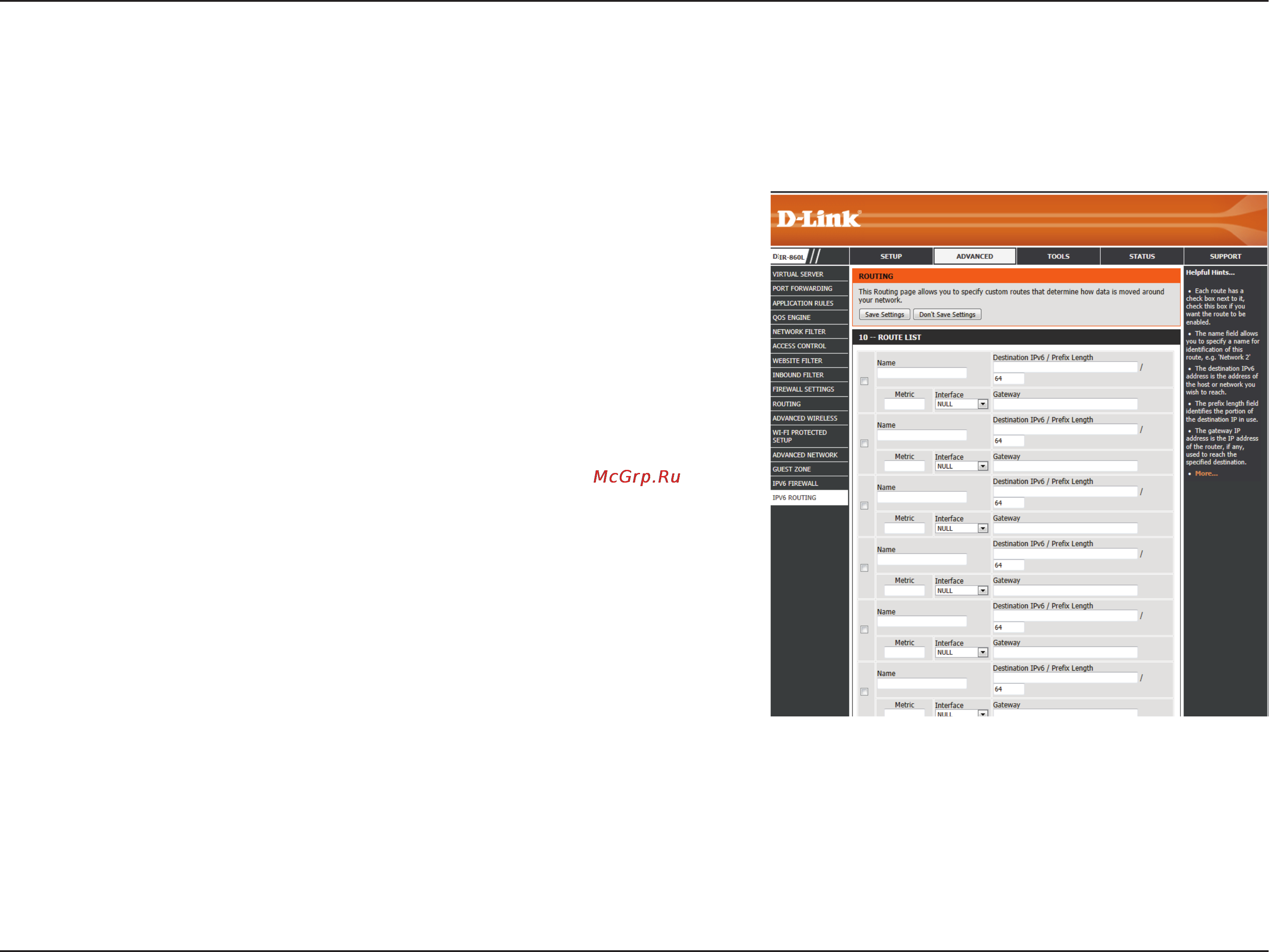 D-Link dir-860l/ru/a1a [95/143] Ipv6 routing
