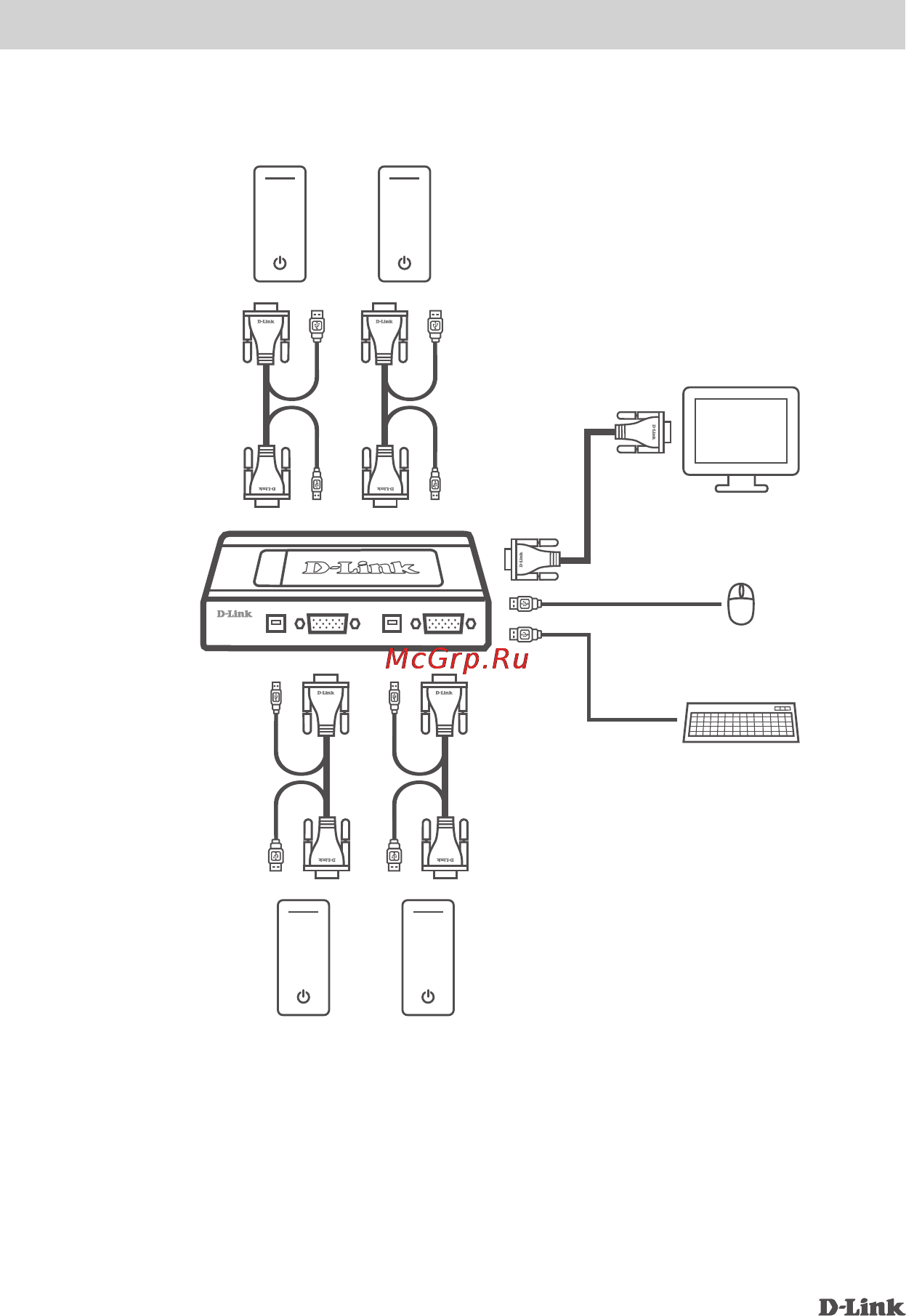 D-Link DKVM-4U [3/6] Внимание данный kvm переключатель не обнаруживает включен или выключен компьютер если в bios включена функция power on при переключении на выключенный компьютер на мониторе ничего не будет отображено
