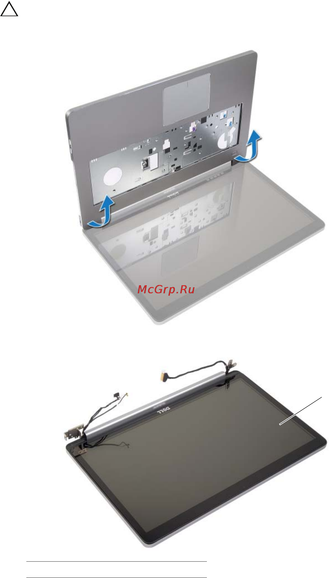 Dell inspiron 7737, 7737-3180 [56/61] Внимание отделите упор для рук от дисплея в сборе соблюдая осторожность чтобы не повредить дисплей в сборе