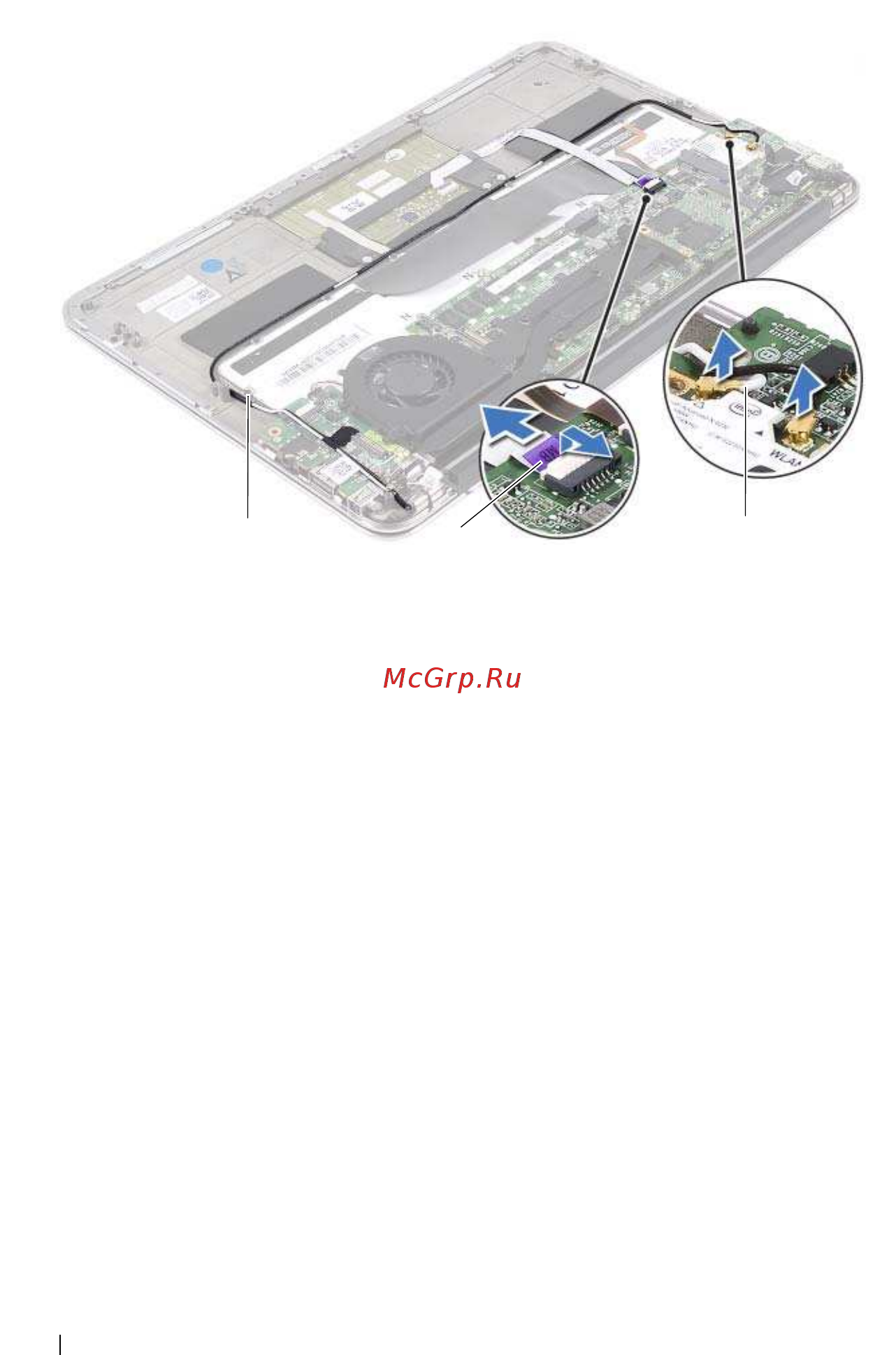 Dell XPS 13, 9360-9838 [40/69] Снимите кабель разъема адаптера питания с направляющей на вентиляторе