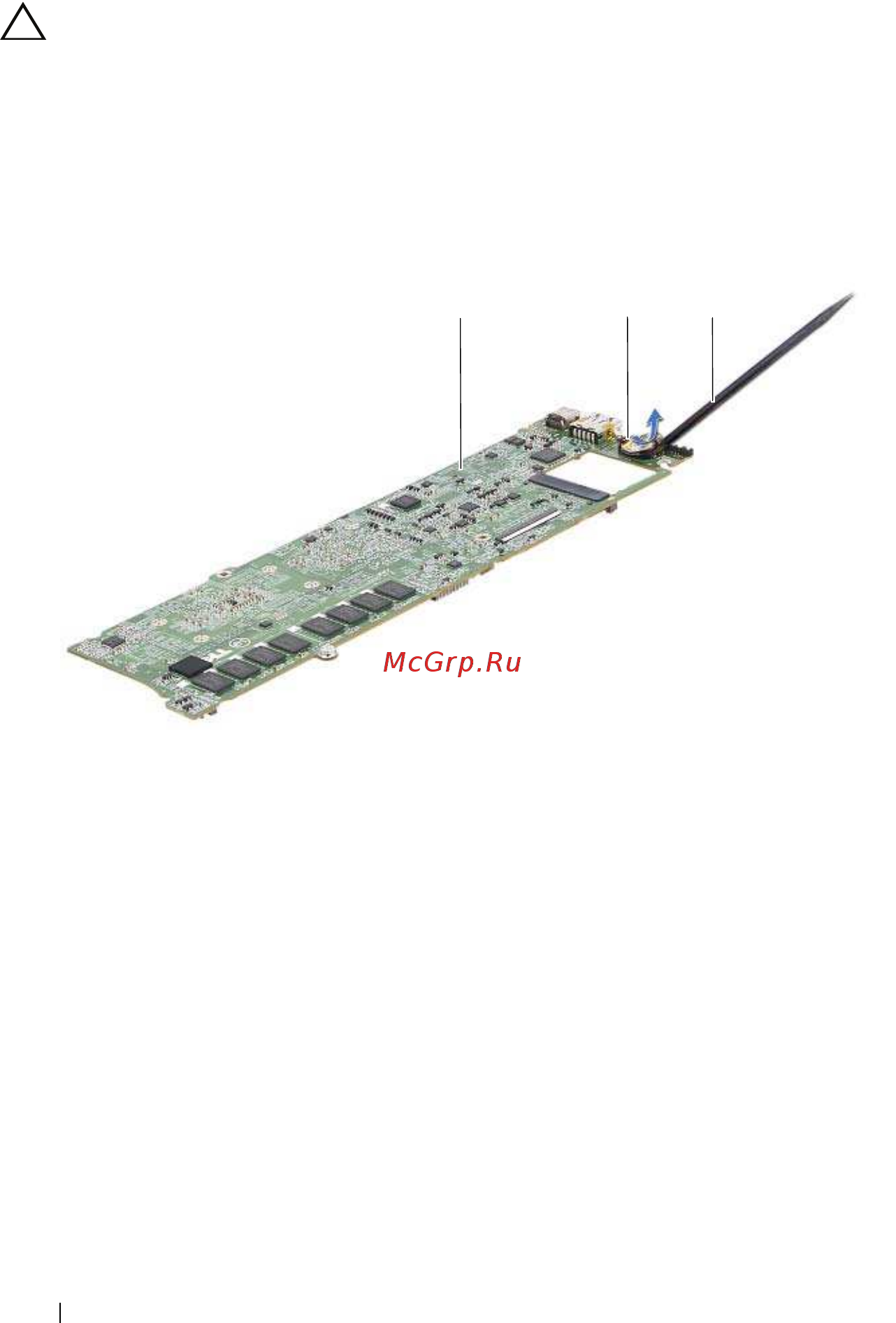 Dell XPS 13, 9360-9630 [54/69] Повернув ее стороной со знаком вверх вставьте батарейку типа таблетка в гнездо для батарейки на системной плате