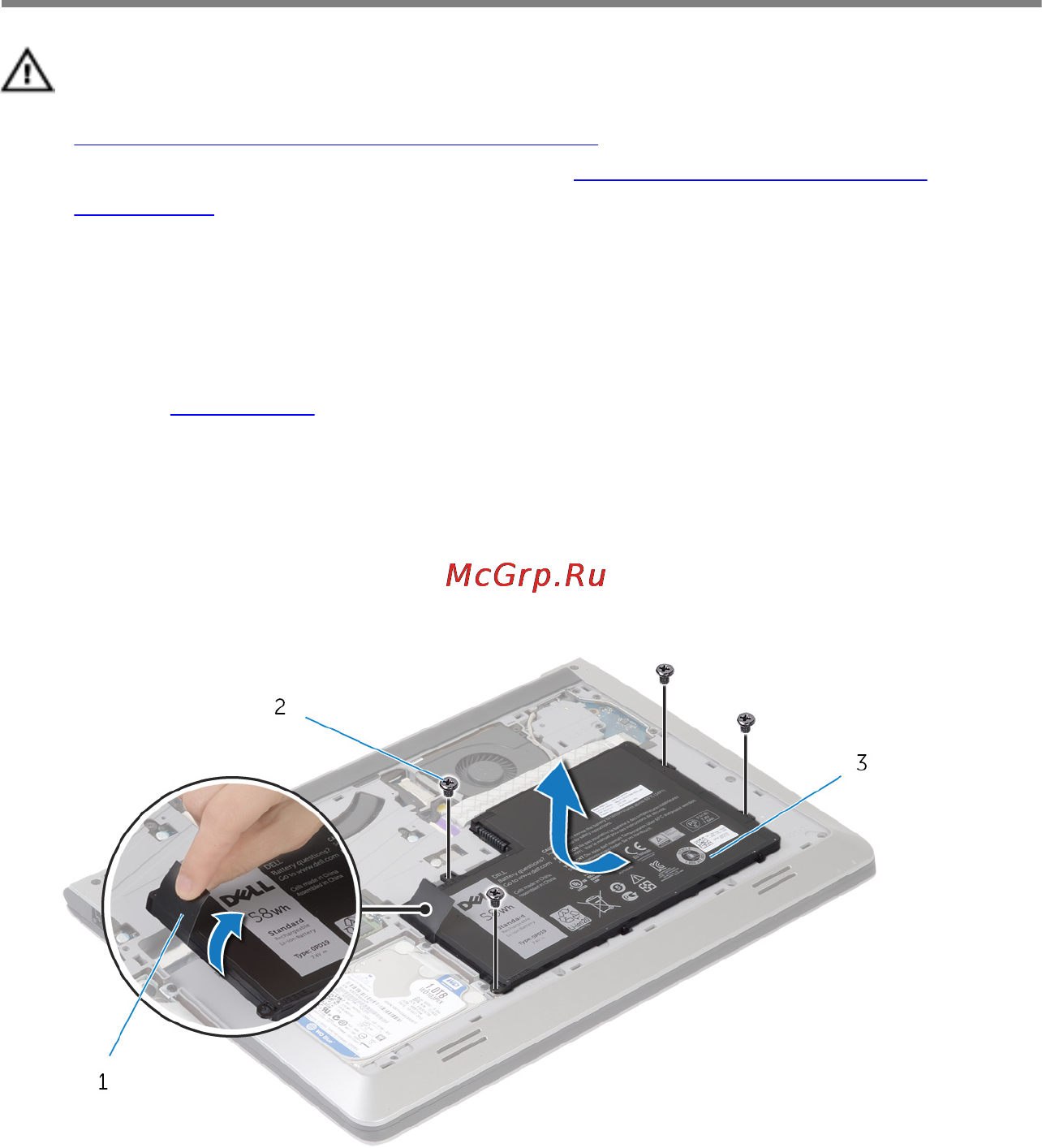 Dell inspiron 5748, 5748-1062 [15/89] Removing the battery