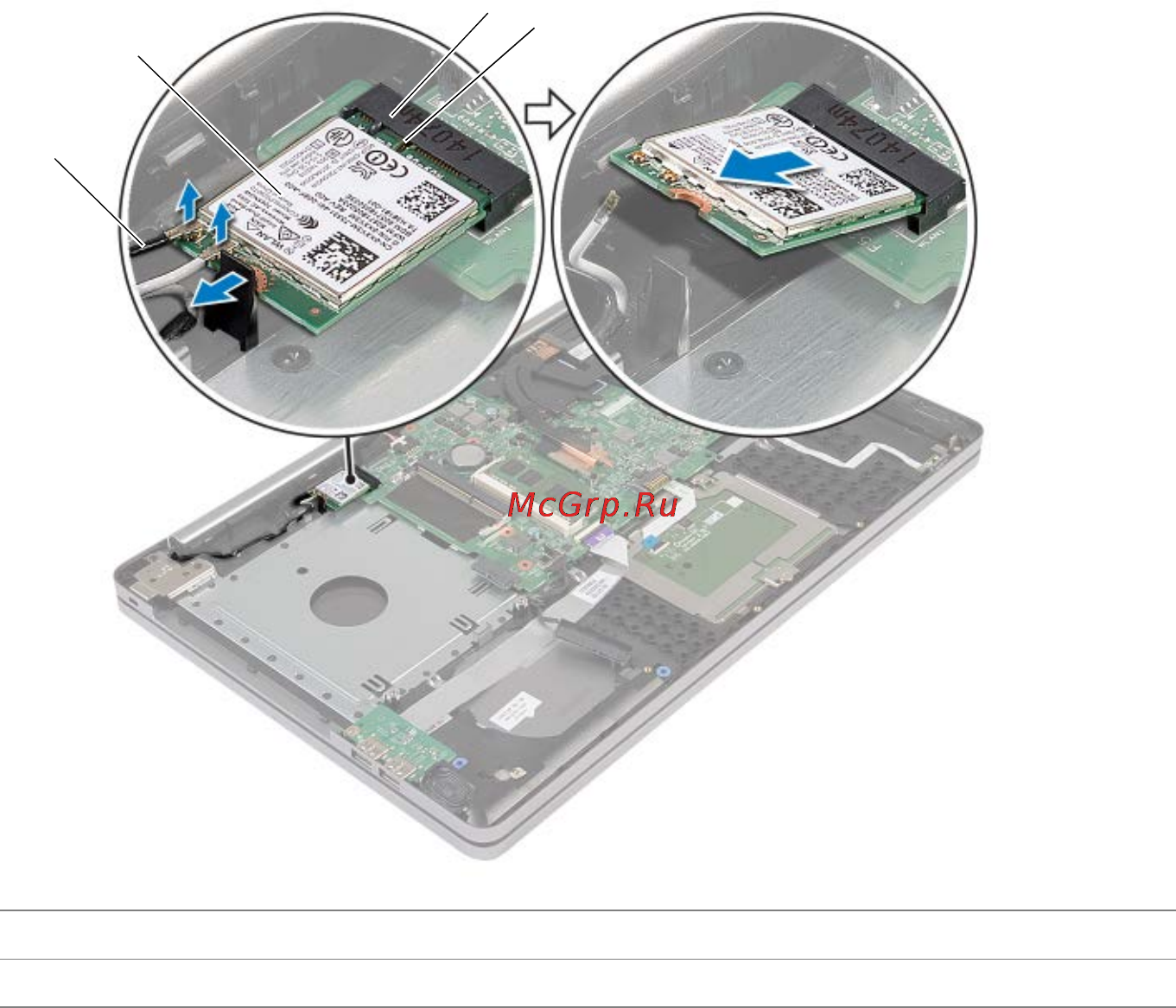 Dell inspiron 7746, 7746-8673 [36/64] Извлечение платы беспроводной связи