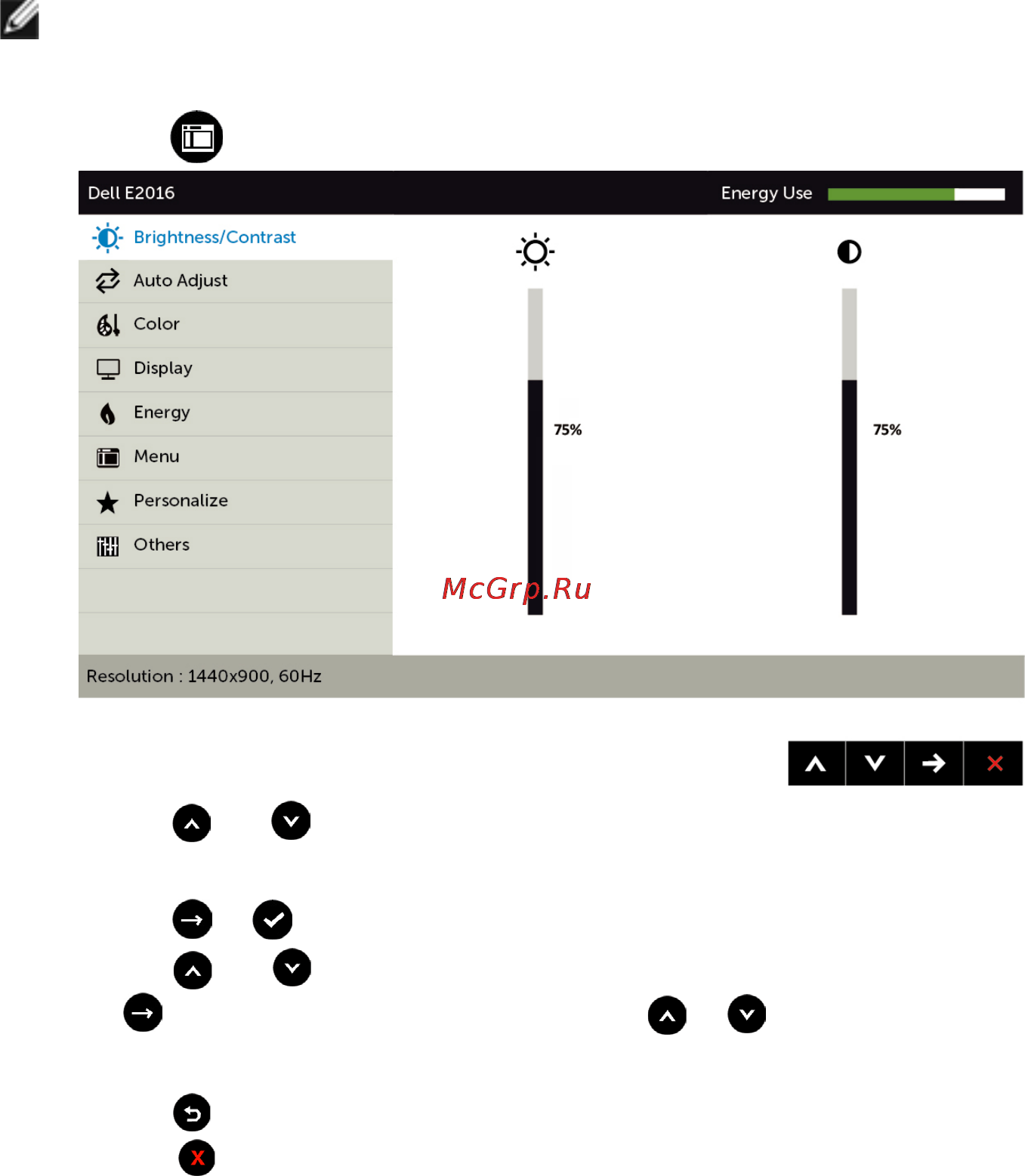 Dell e2016h [23/42] Using the on screen display osd menu