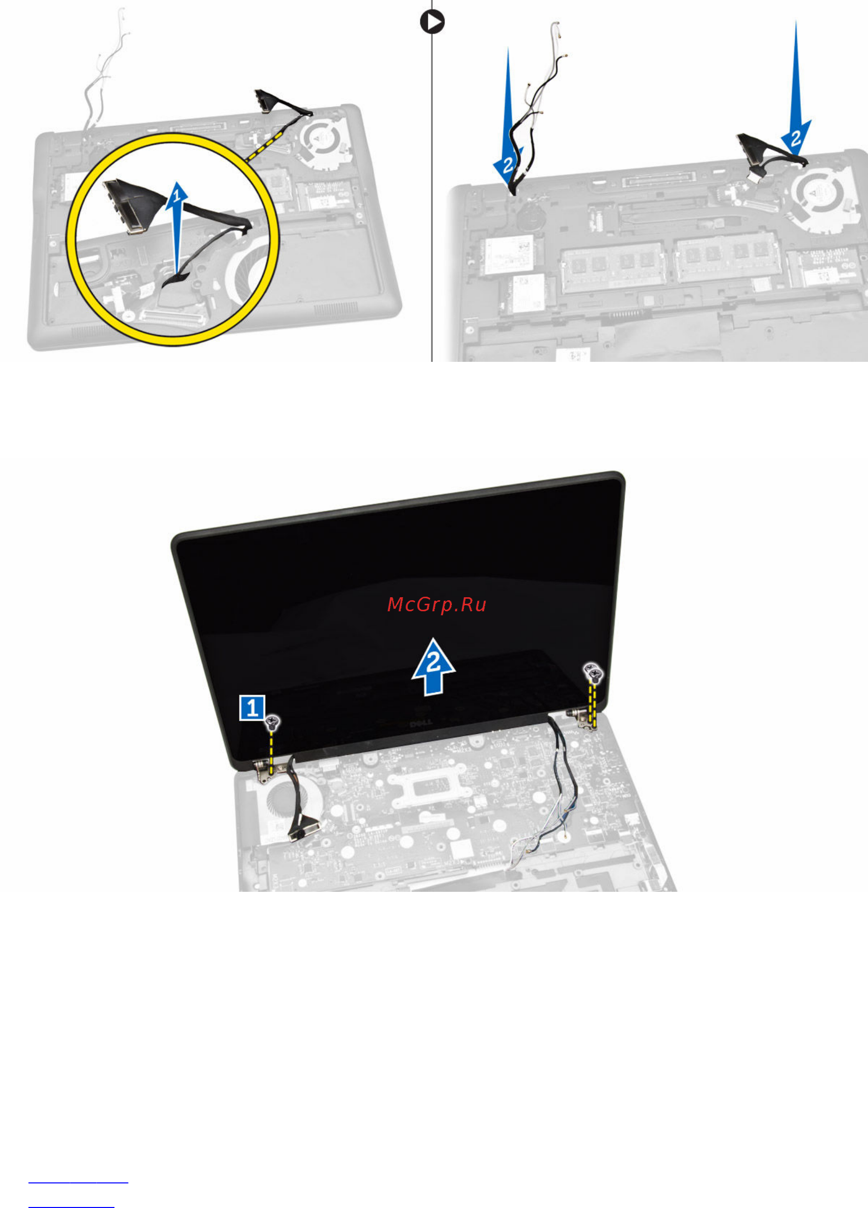 Dell latitude e7250, 7250-7928 [26/56] Установка дисплея в сборе