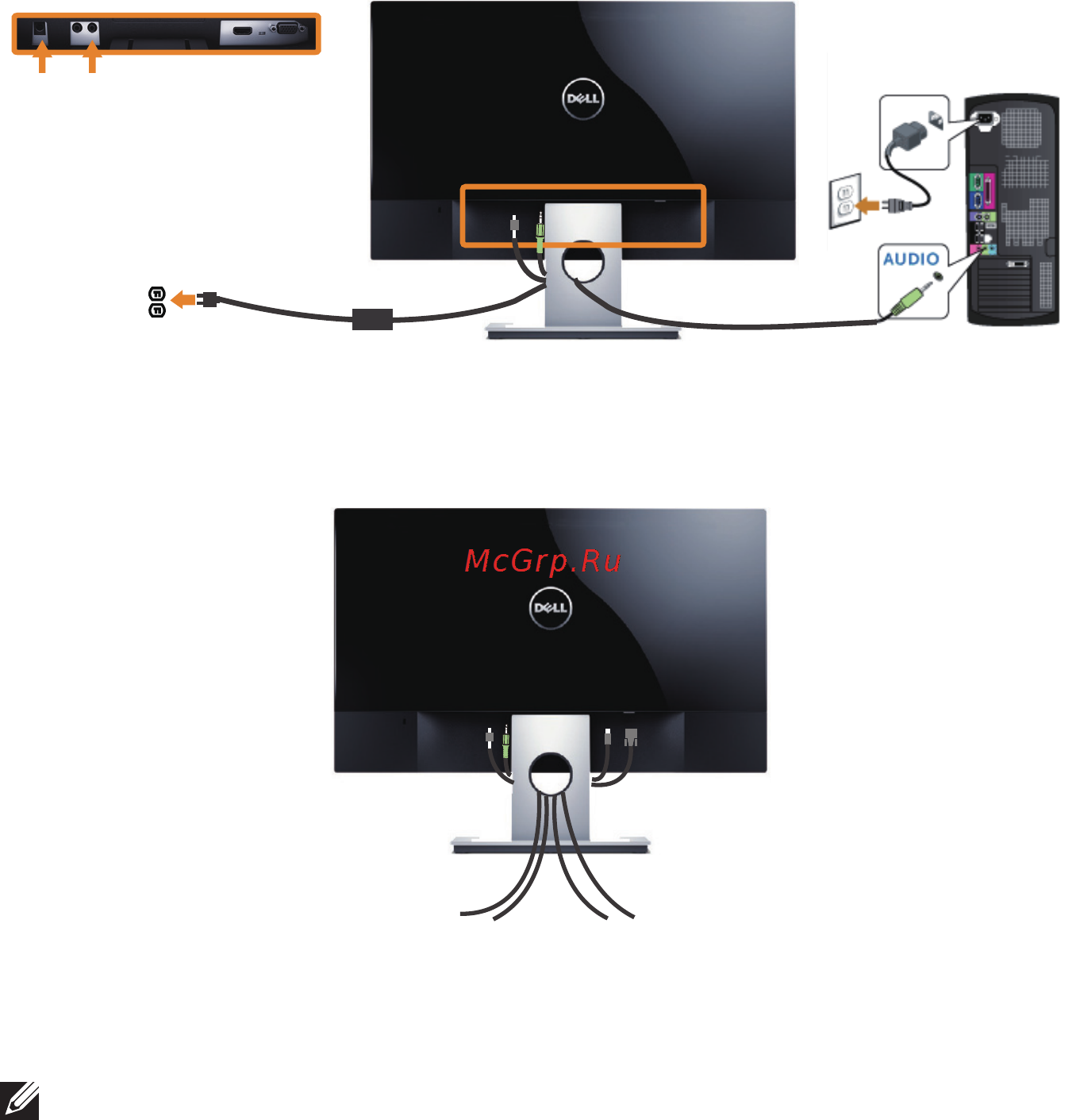 Dell s2216h [14/49] Подключение аудиокабеля приобретаемого отдельно