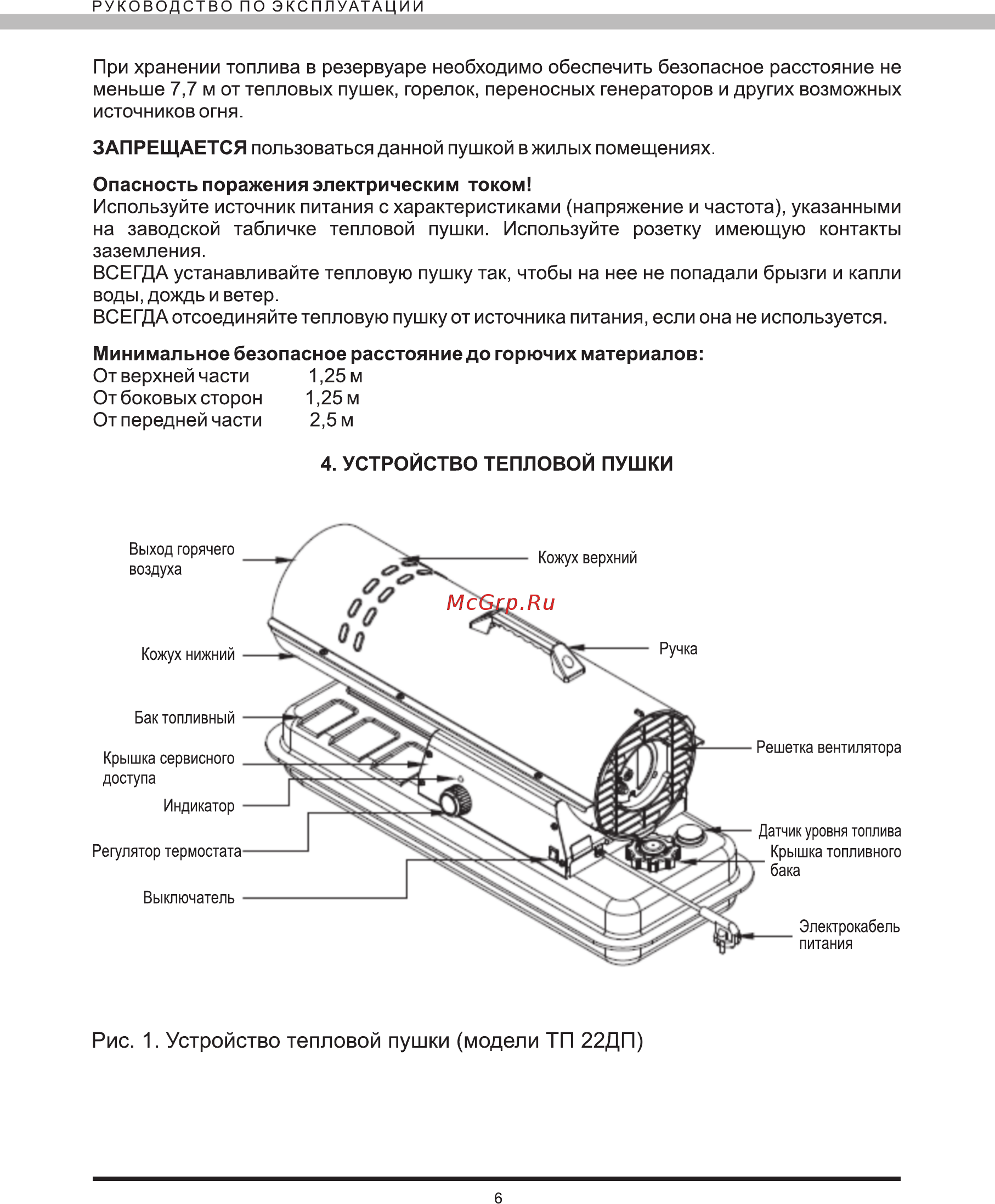 Elitech тп 52дп [6/20] Рис 1 устройство тепловой пушки модели тп 22дп