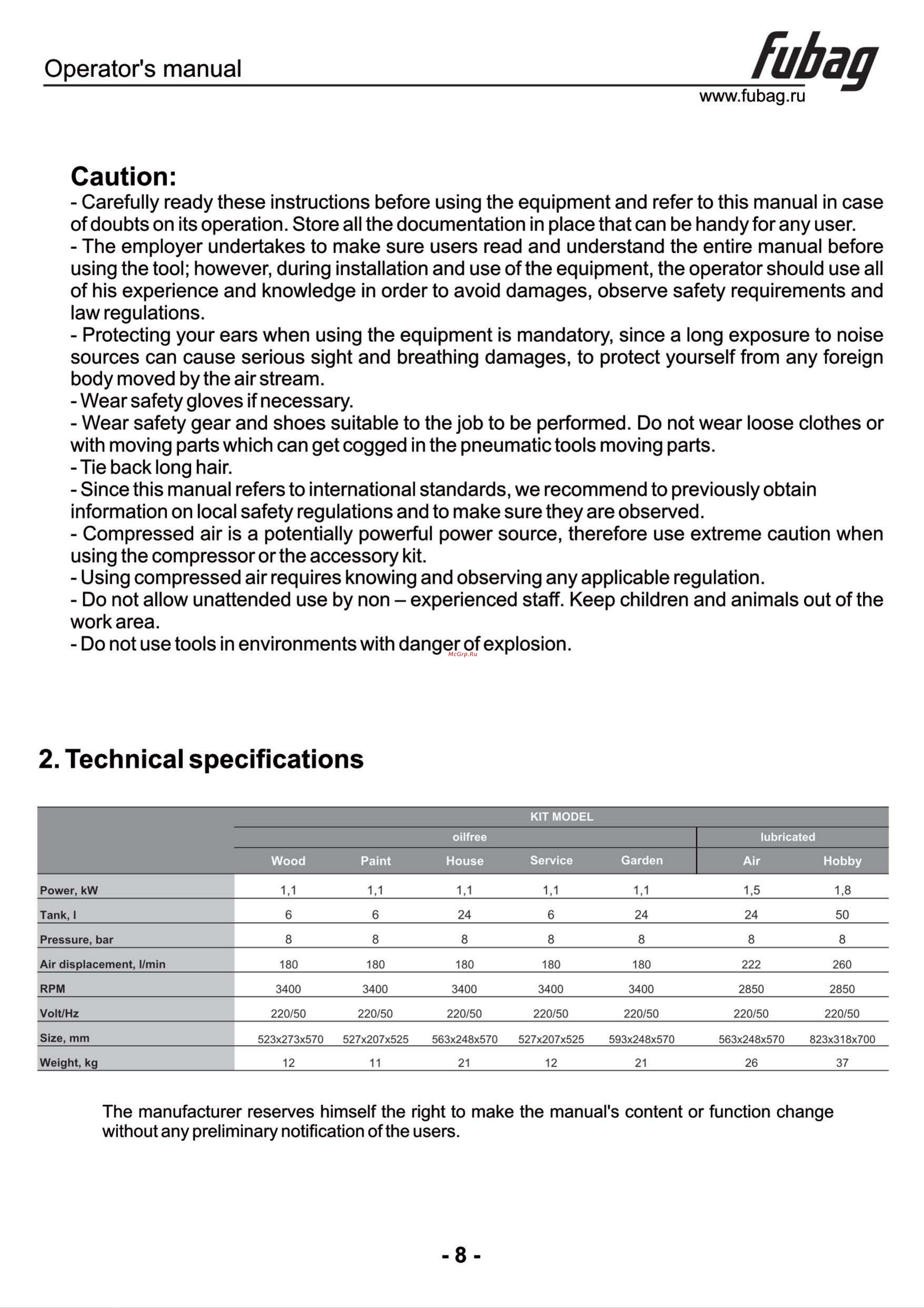 Fubag HOUSE MASTER KIT+ 5 предметов [9/21] Technical specifications