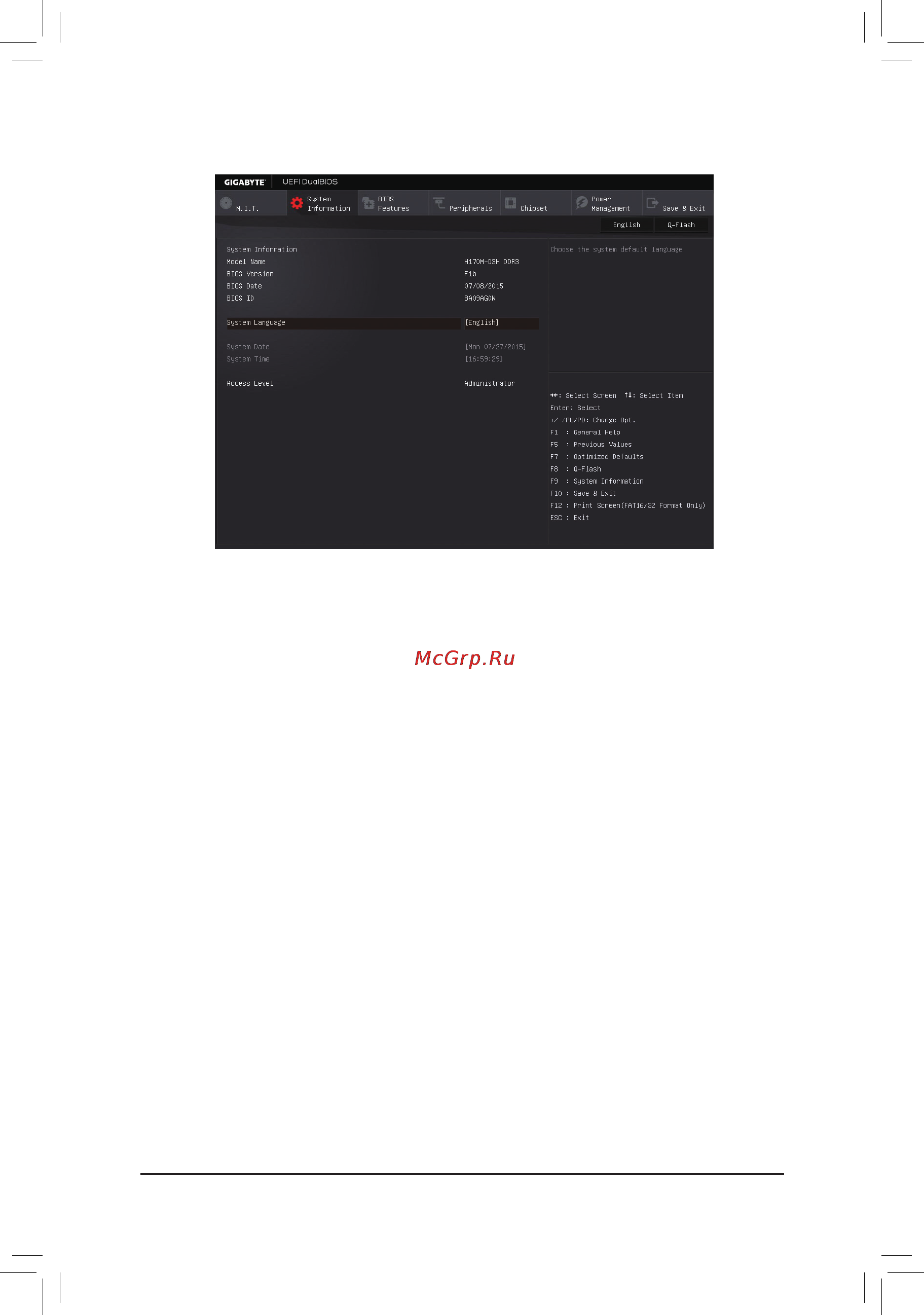 Gigabyte ga-h170m-d3h [29/44] 3 system information