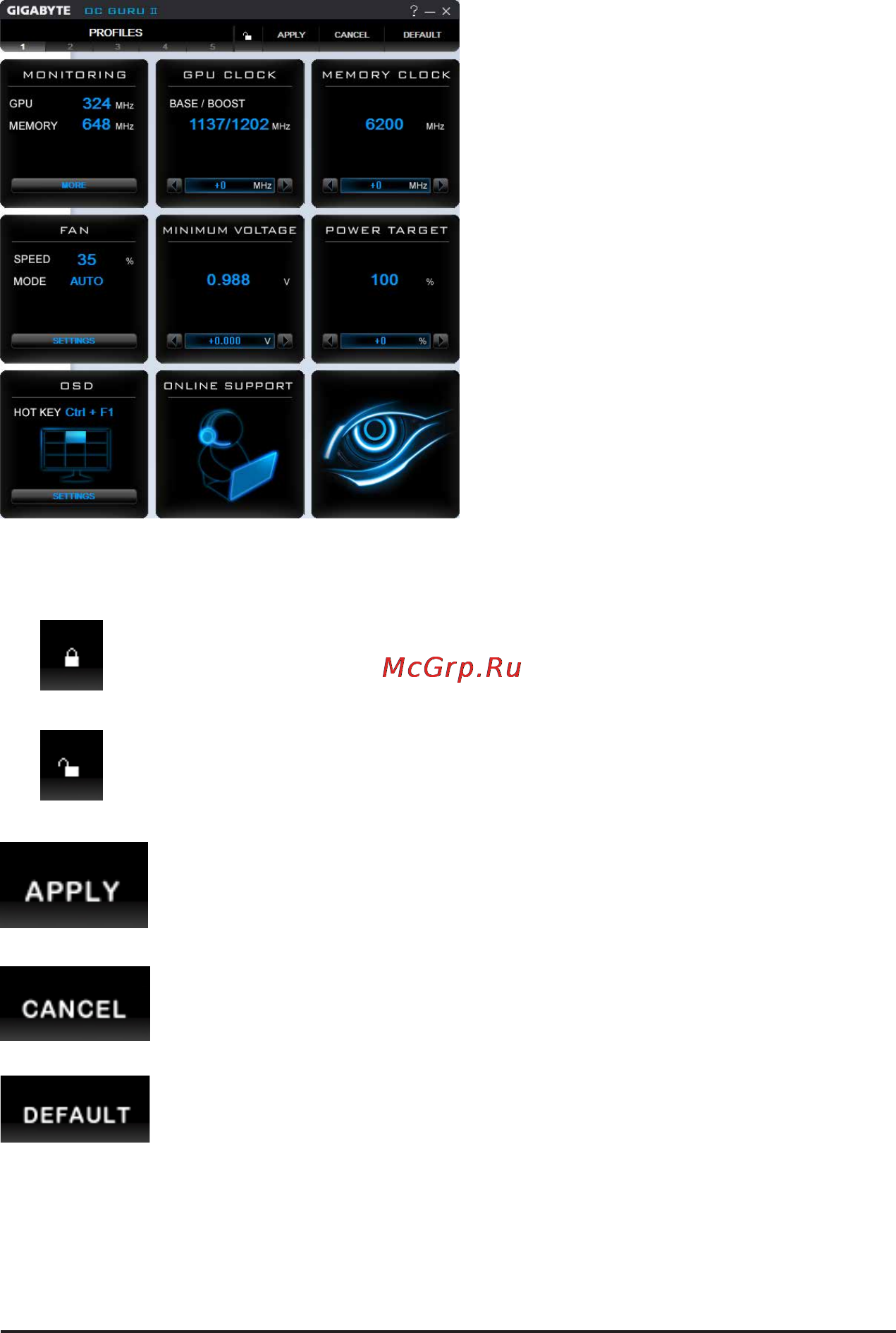 Gigabyte GV-N210TC-1GI, GF210, 512МБ, GDDR3, Retail [10/34] Oc guru ii profiles
