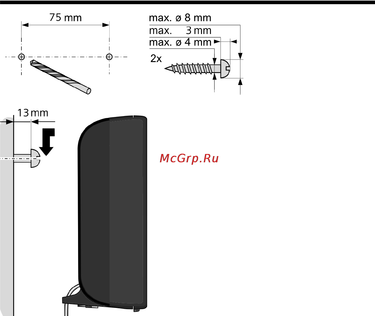 Gigaset c530a ip [194/206] Установка базового блока на стене
