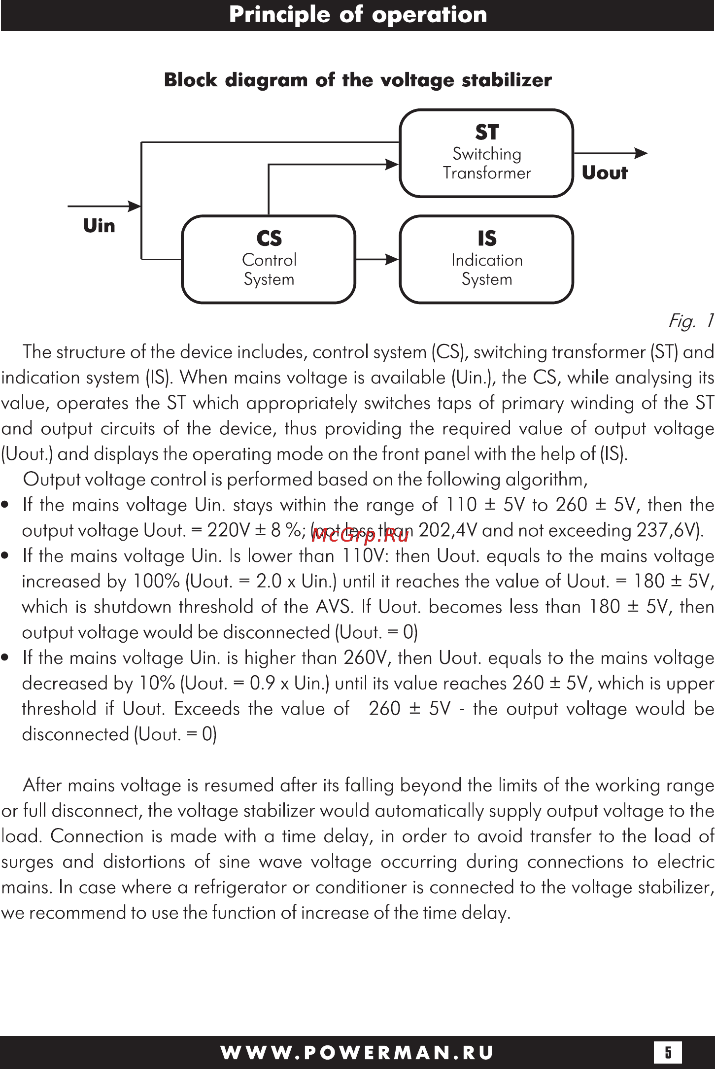 Powerman avs 2000p [19/28] Principle of operation