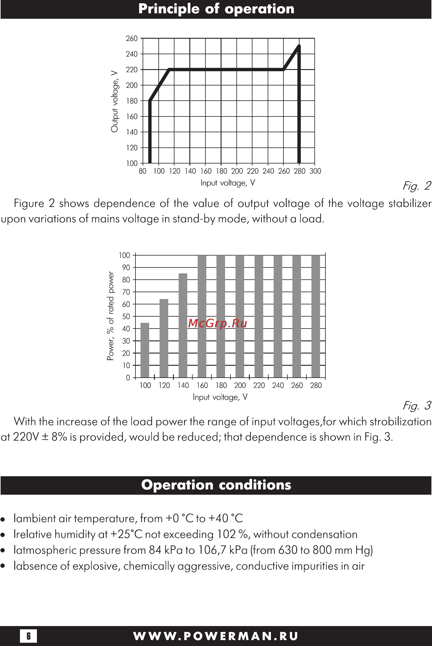 Powerman AVS 5000P [20/28] Operation conditions