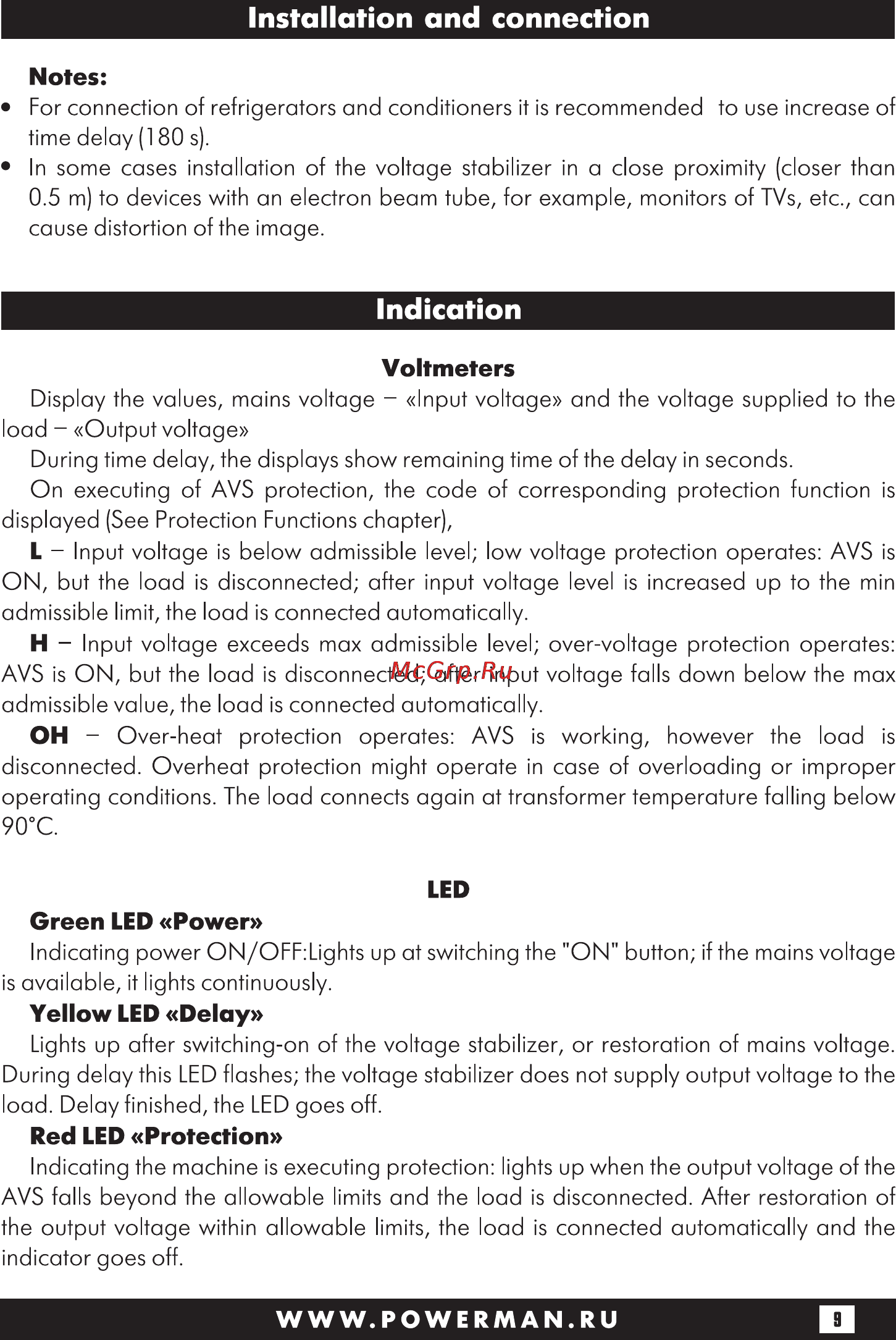 Powerman AVS 5000P [23/28] Indication