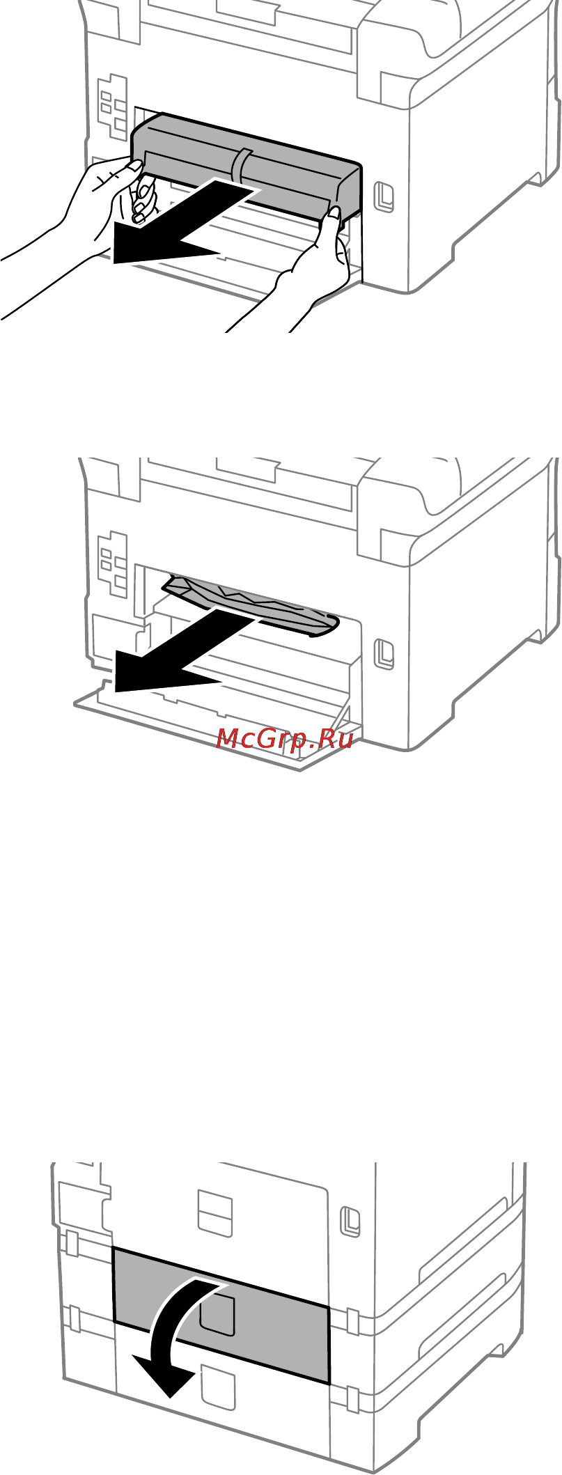 Epson WorkForce Pro WF-6090DW [106/142] Извлечение застрявшей бумаги из задняя крышка e
