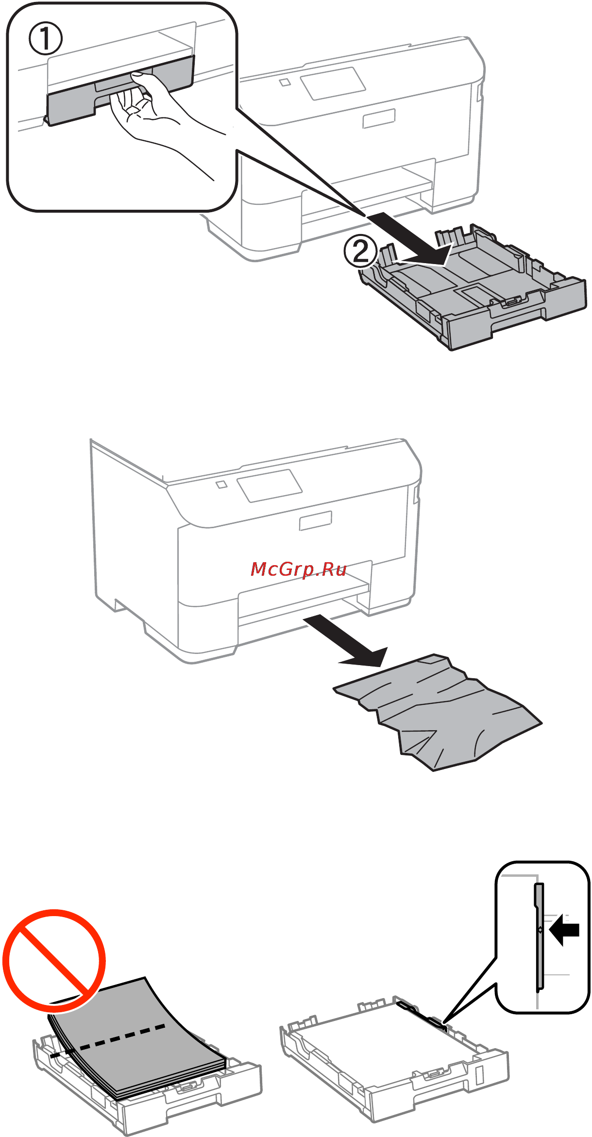 Epson WorkForce Pro WF-M5690DWF [144/187] Removing jammed paper from the paper cassette