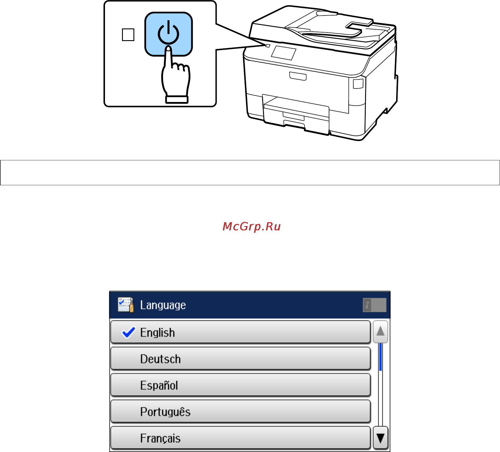 Epson WorkForce Pro WF-5620DWF [4/9] Выбор языка страны и времени