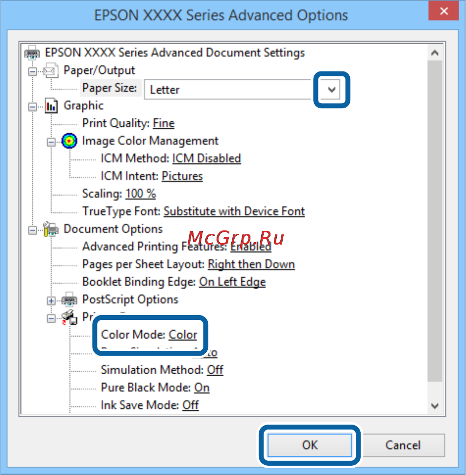 Epson WorkForce Pro WF-8590DWF [84/227] Печать с использованием драйвера принтера postscript mac os x