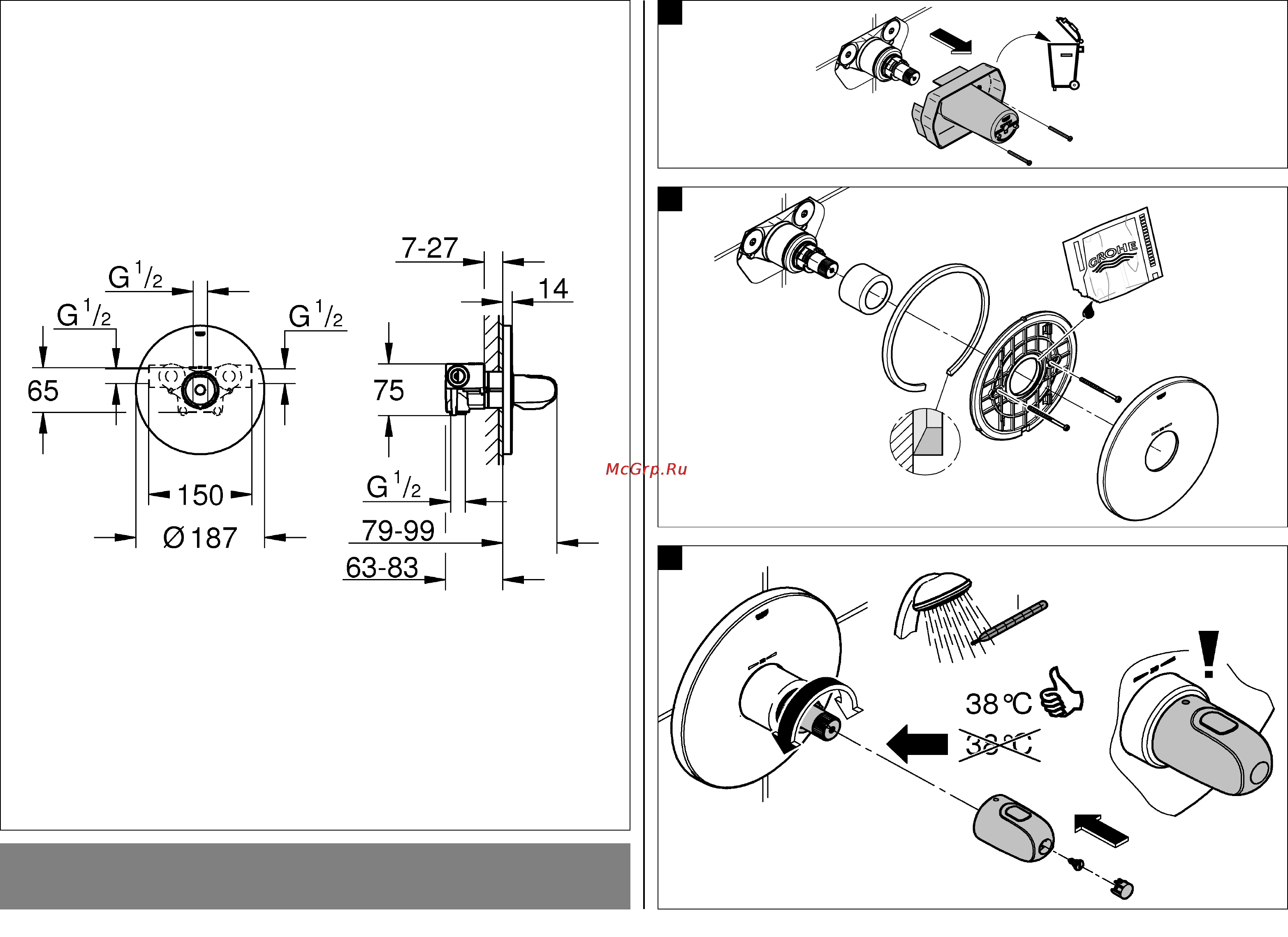Grohe grohtherm 1000 new 34573000 Инструкция по эксплуатации онлайн [2/20] 153815