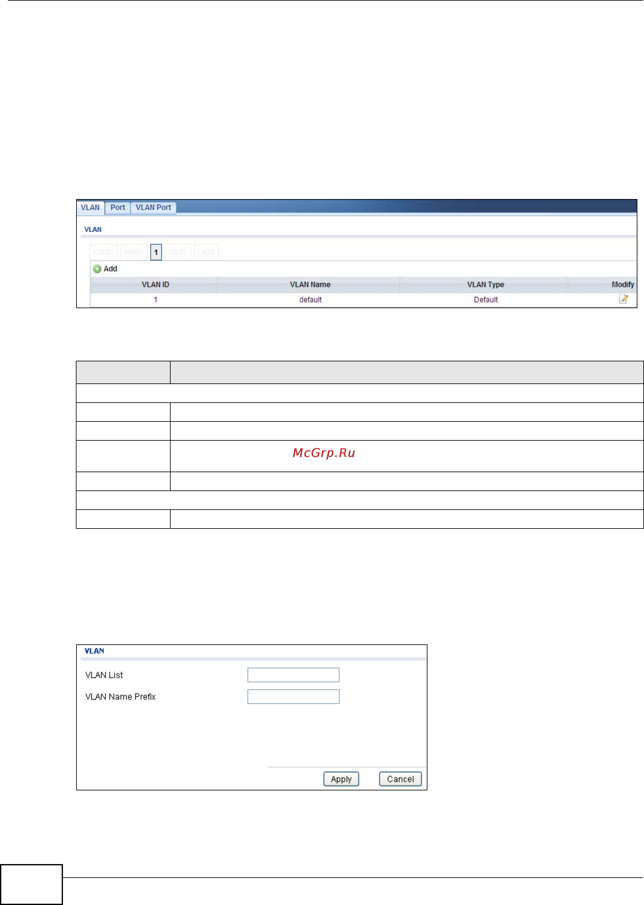 Zyxel GS1900-48HP [110/230] The vlan add screen