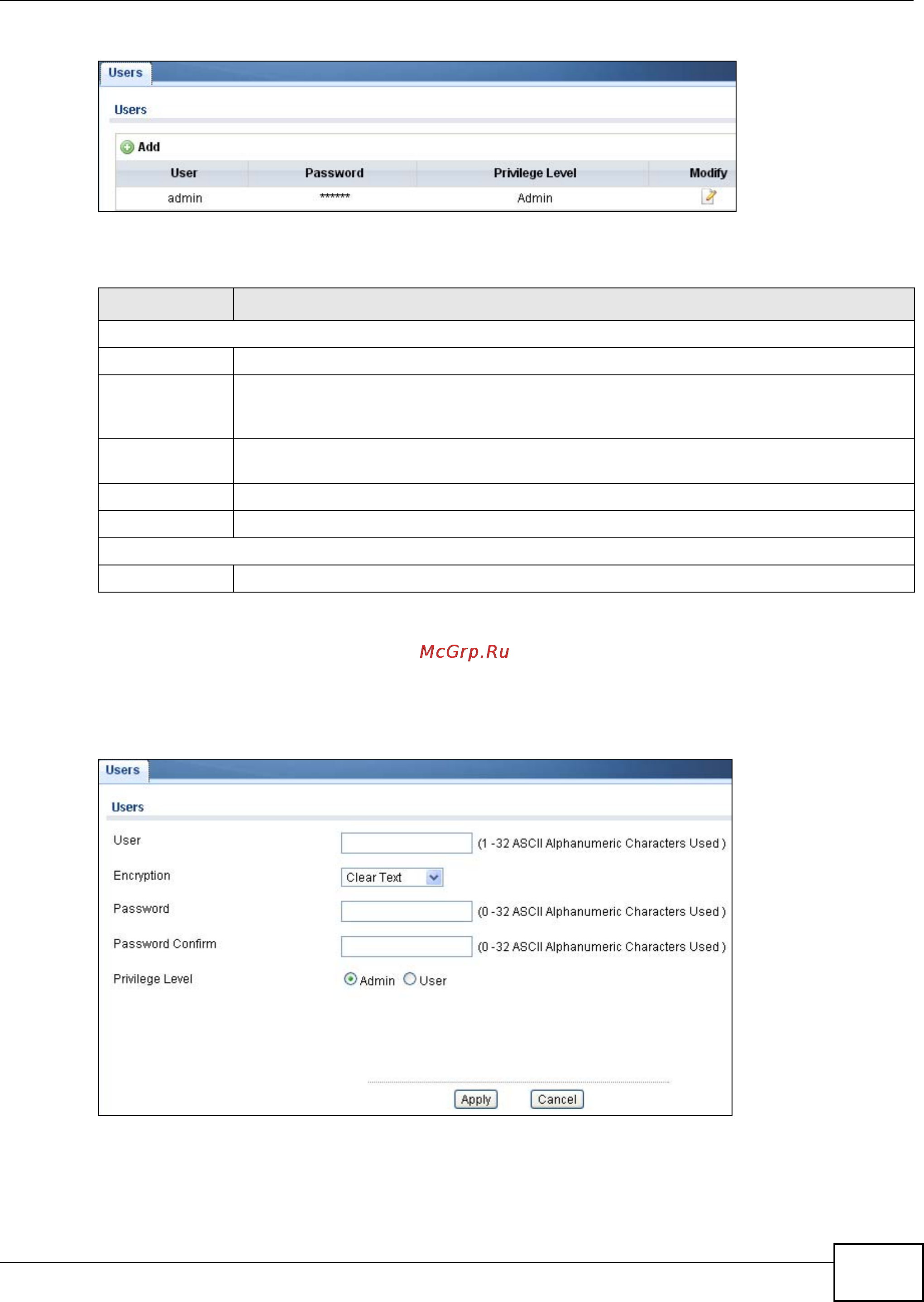 Zyxel GS1900-48HP [207/230] The users add modify screen