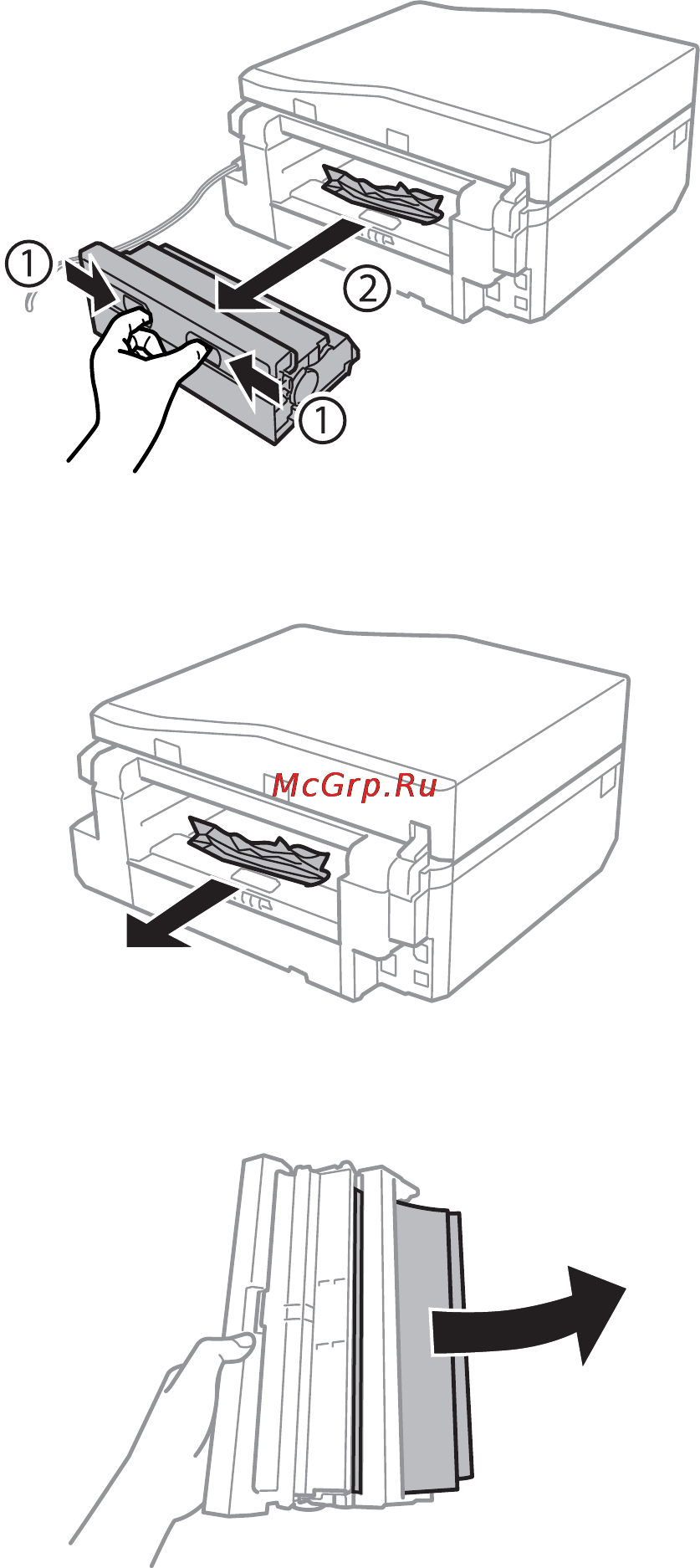 Epson Expression Premium XP-820 [169/210] Извлечение застрявшей бумаги из задняя крышка