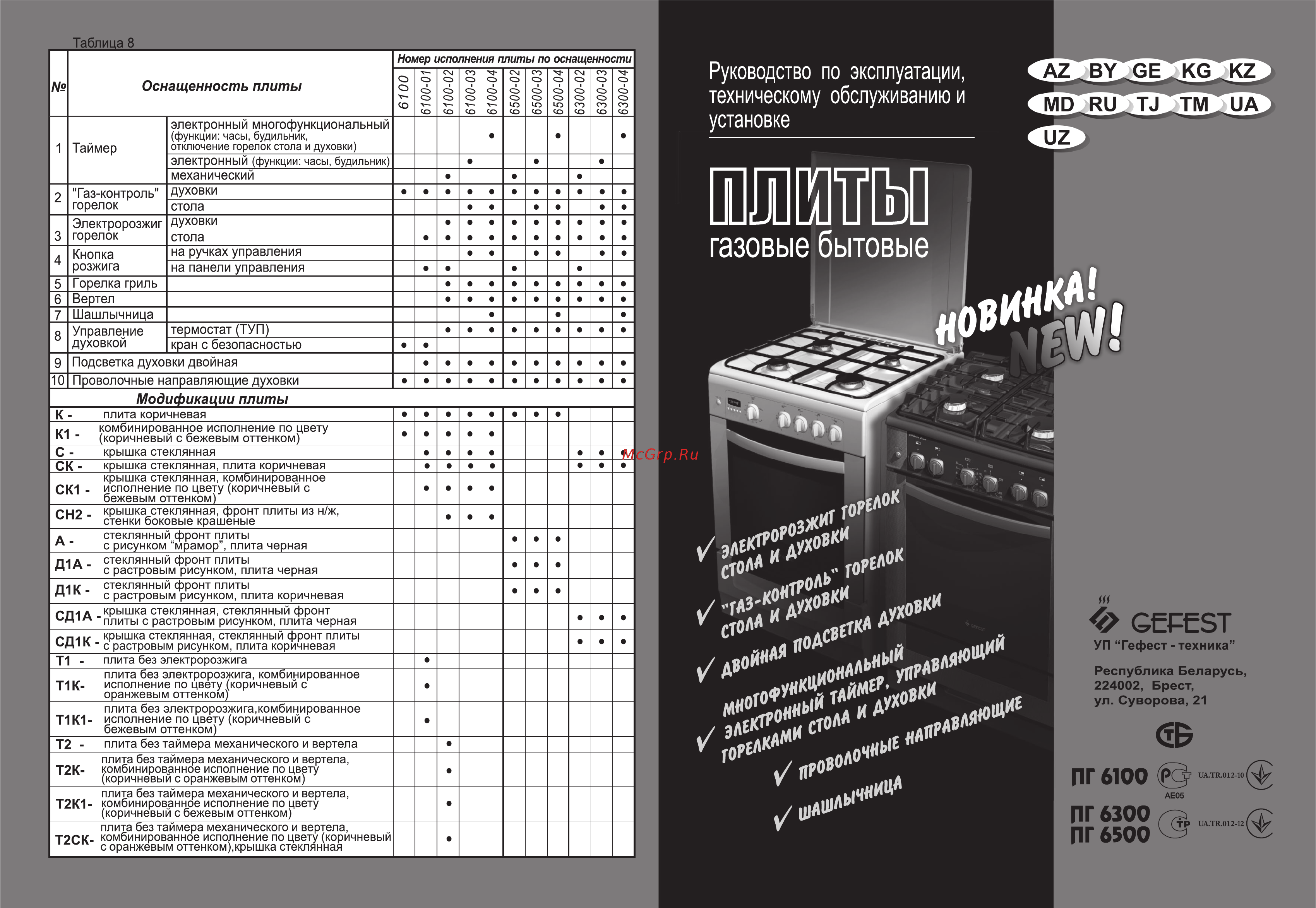 Gefest 6100-02 0001 Инструкция по эксплуатации онлайн
