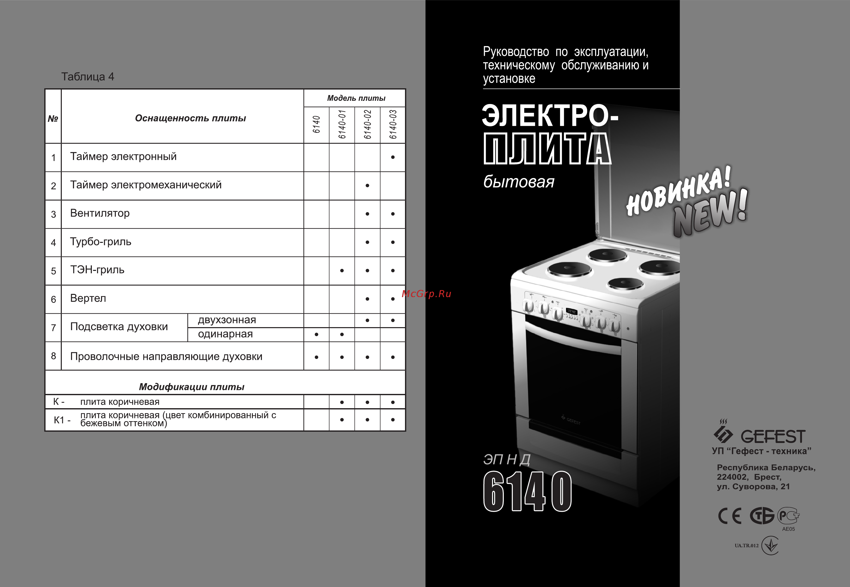 Gefest 6140-02 0001 Инструкция по эксплуатации онлайн