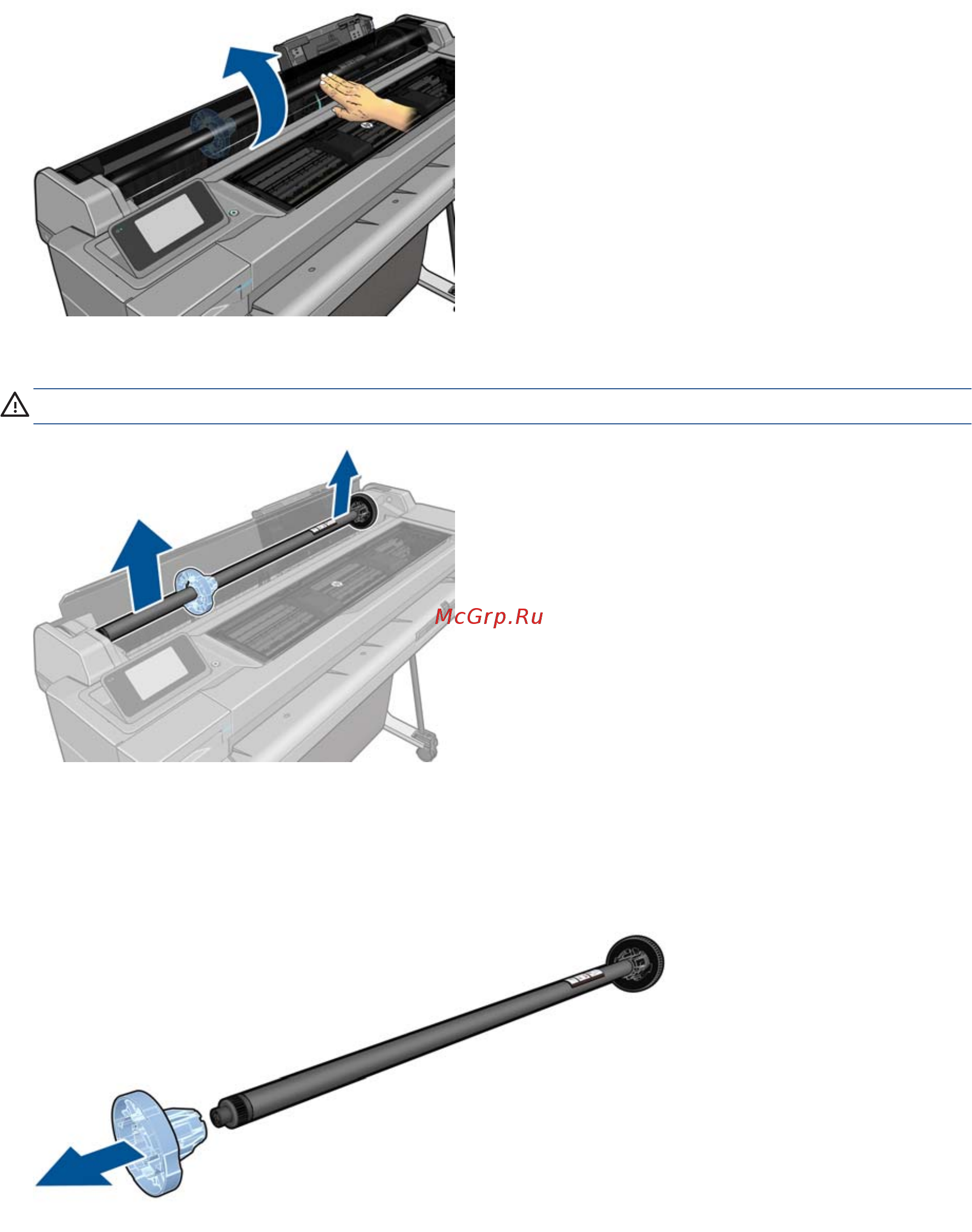 HP designjet t520 (cq893a) [41/160] Загрузка рулона на ось