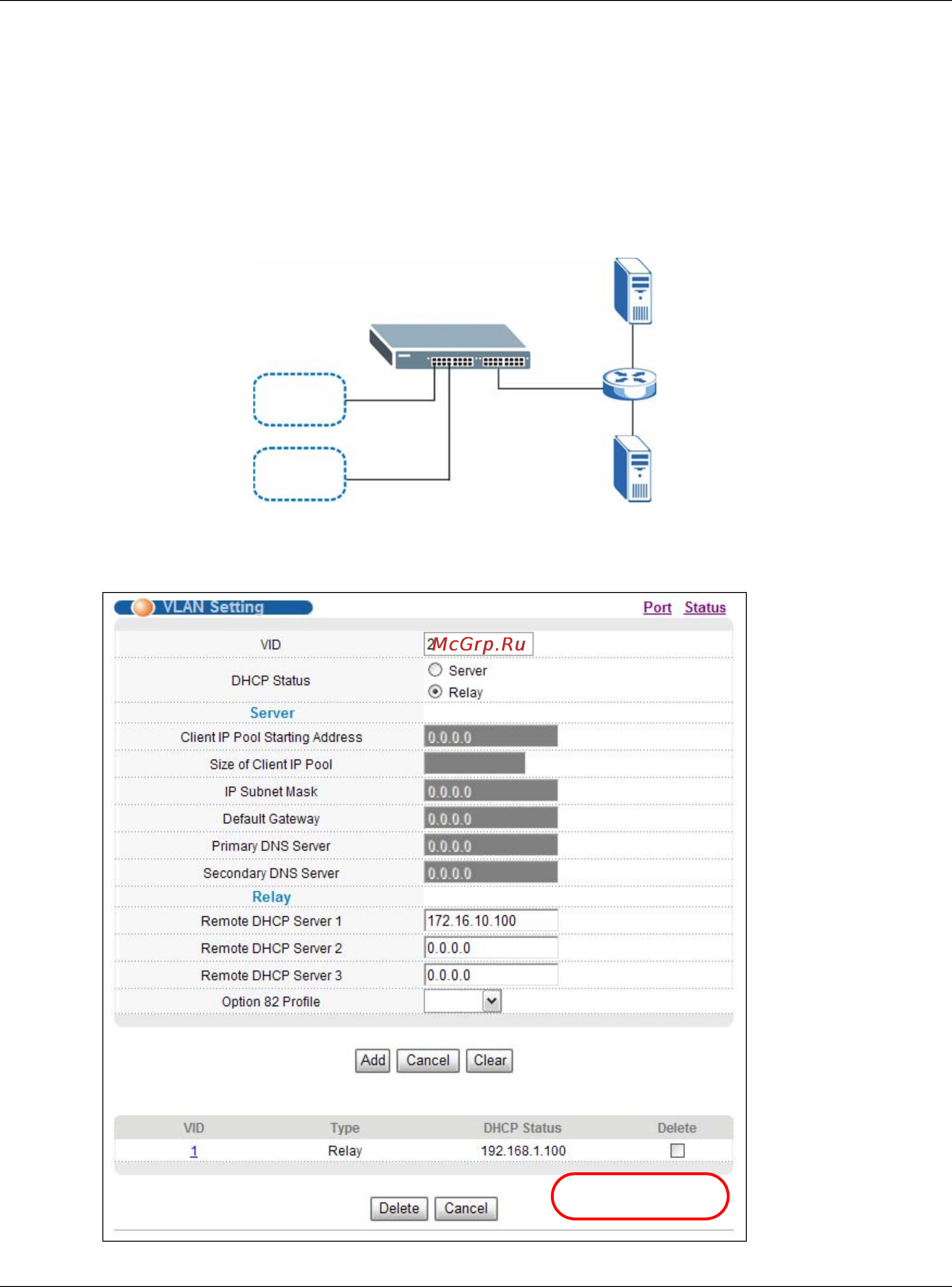Zyxel XGS3700-24 [324/431] Example dhcp relay for two vlans