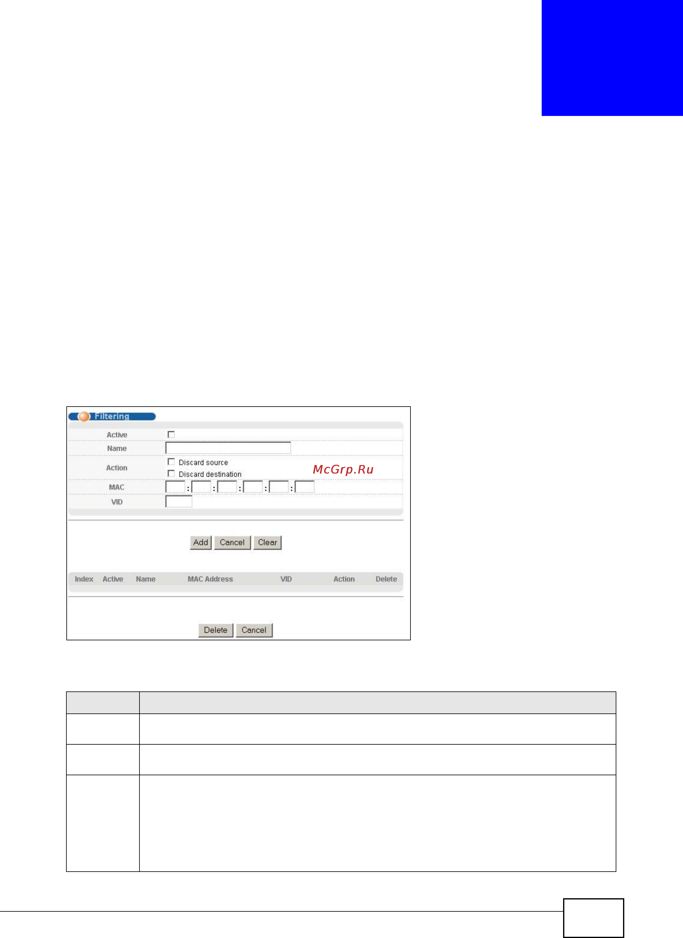 Zyxel XS3900-48F [105/332] Configure a filtering rule