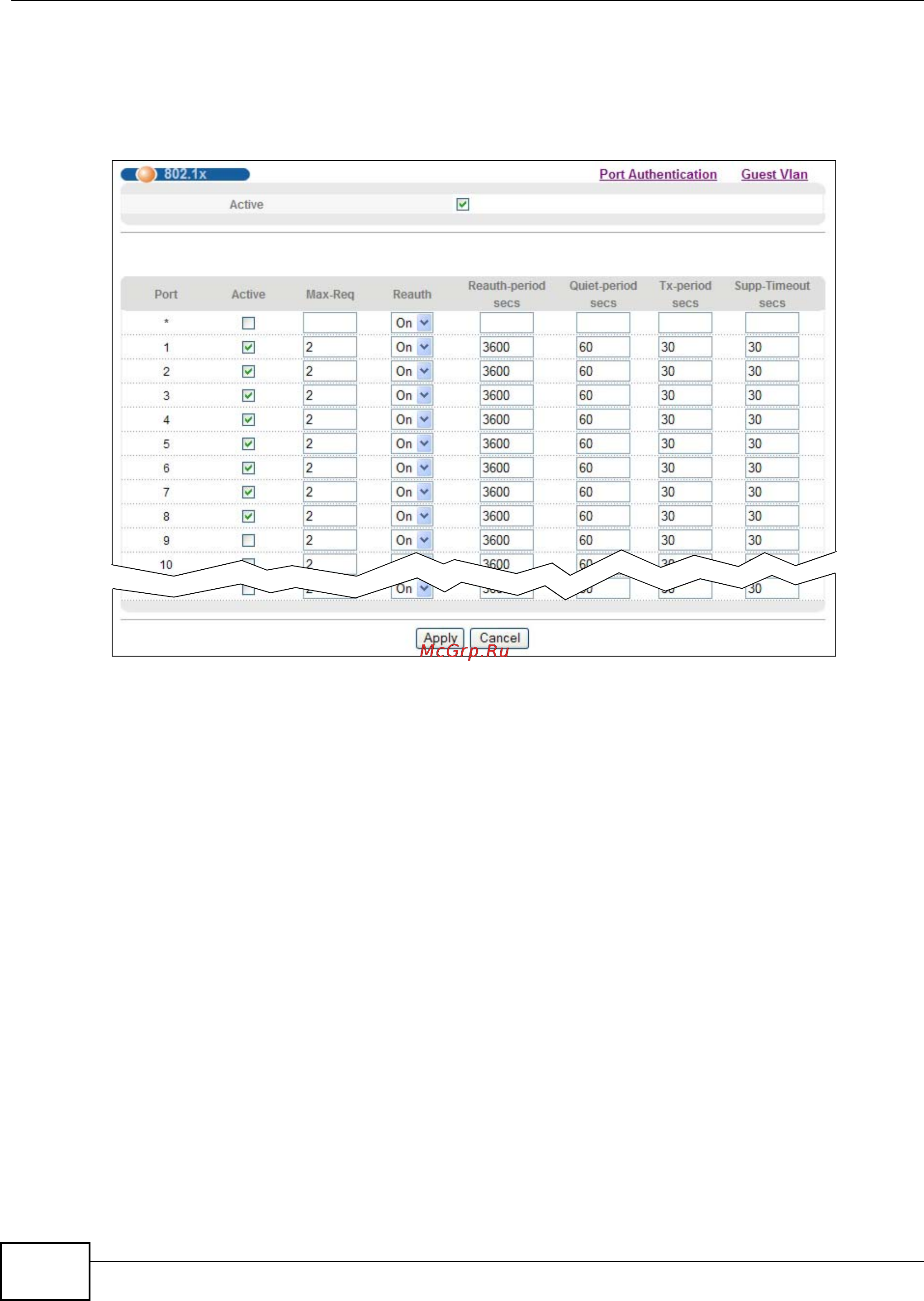 Zyxel XS3900-48F [46/332] Enabling guest vlan