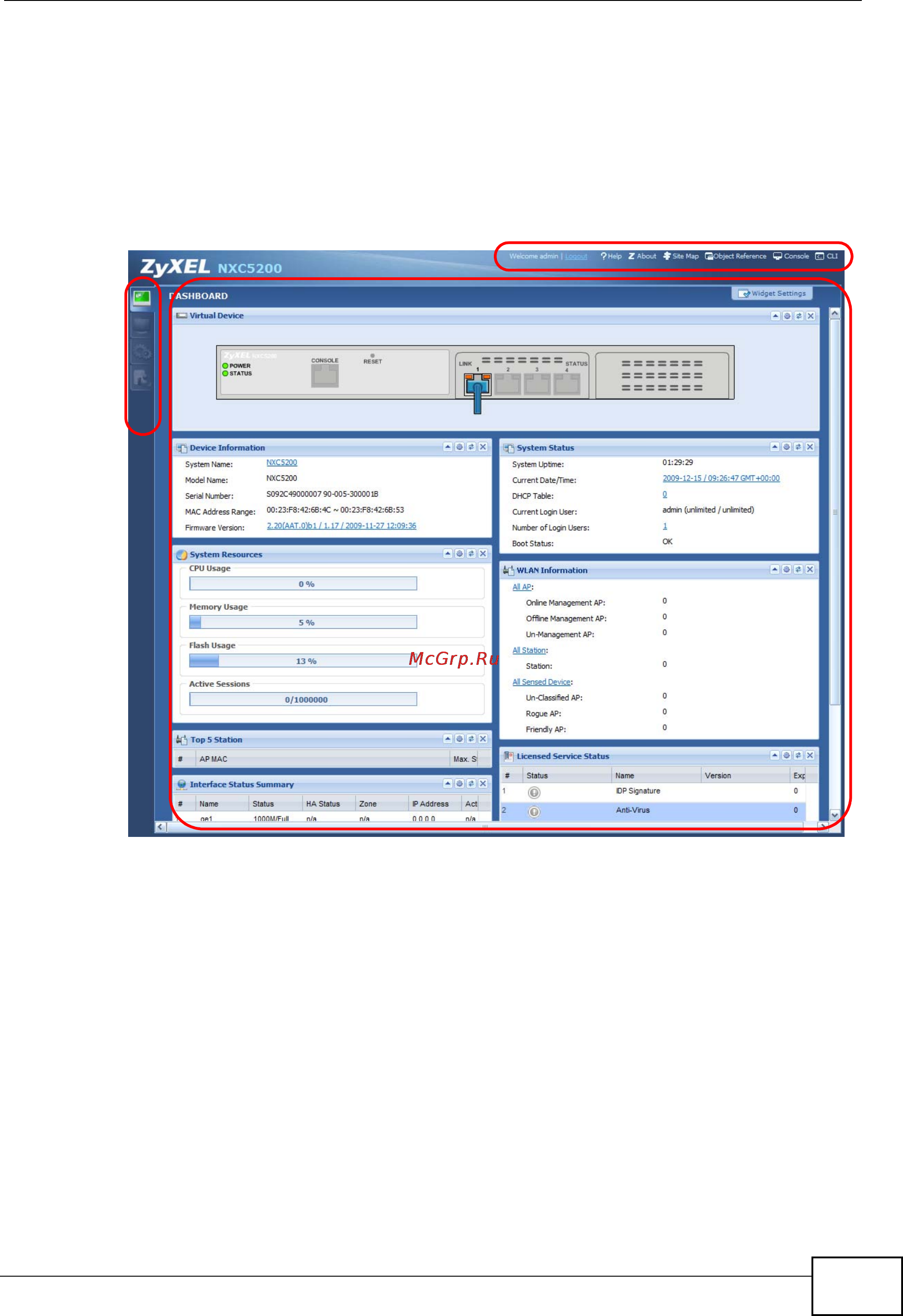 Zyxel NXC5200 [43/720] Figure 9 the web configurator s main screen