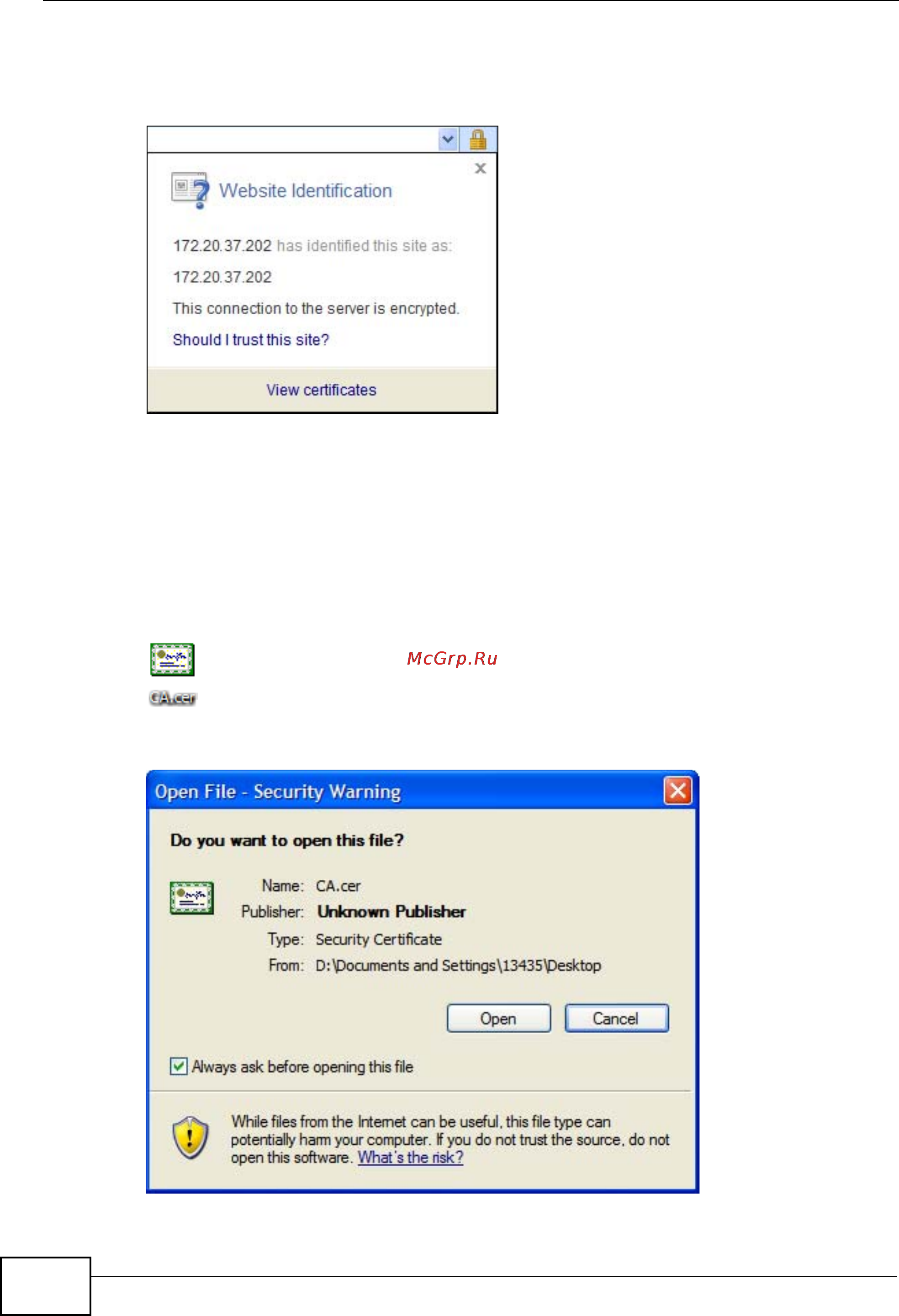 Zyxel NXC5200 [624/720] Installing a stand alone certificate file in internet explorer