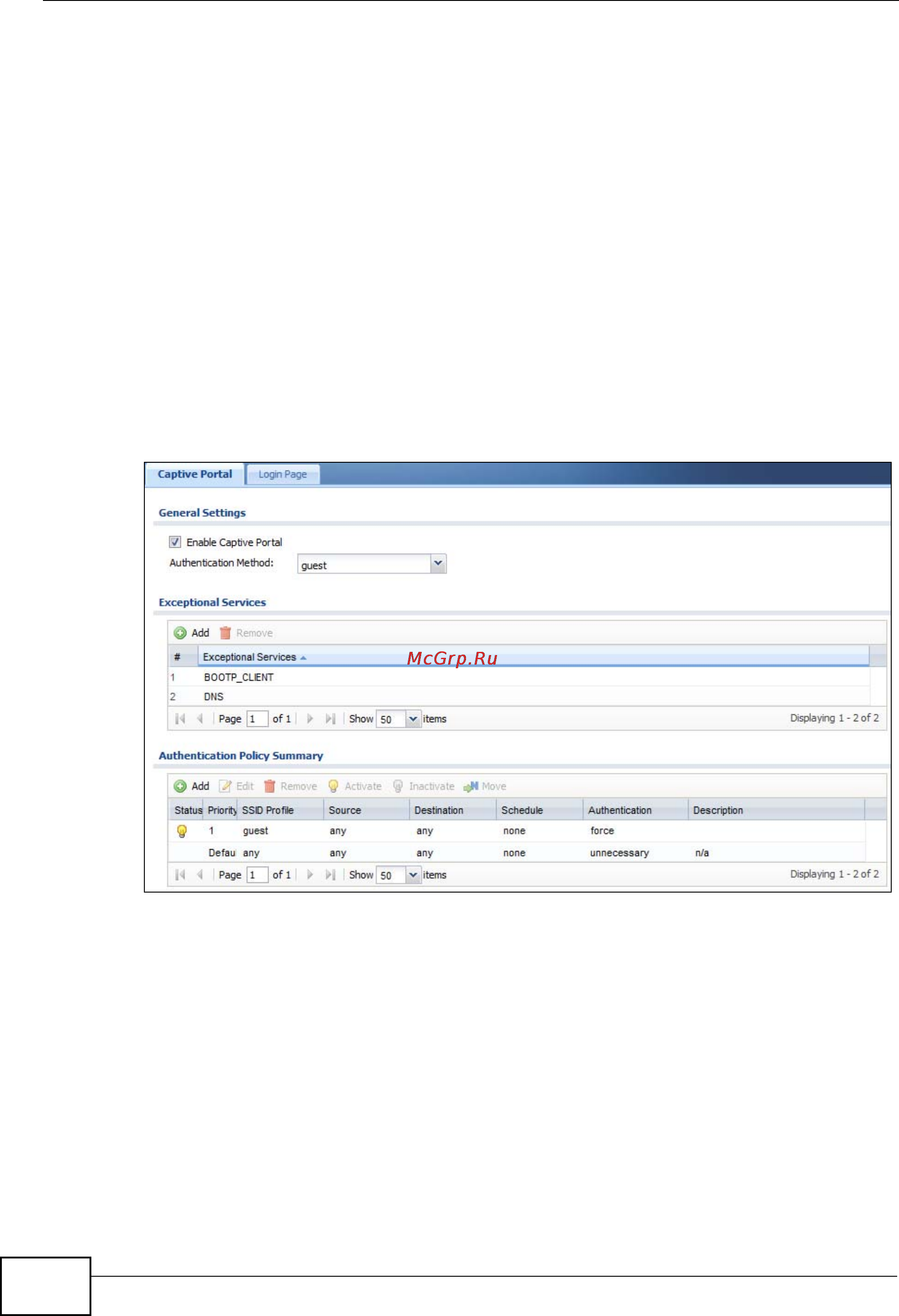 Zyxel NXC5200 [84/720] Configure the captive portal settings
