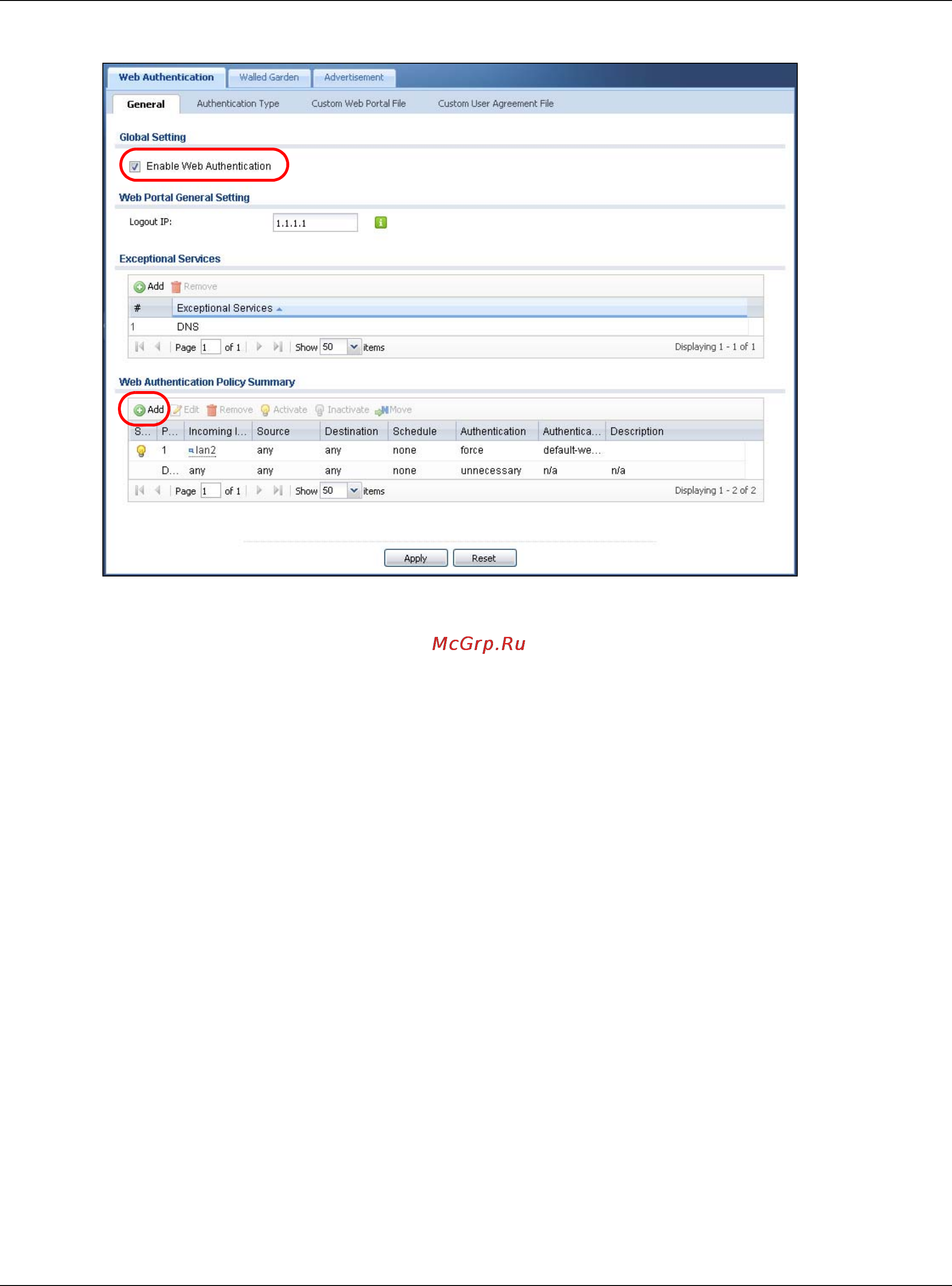 Zyxel UAG4100 [268/617] Note the users must log in at the web configurator login screen before they can use http or msn