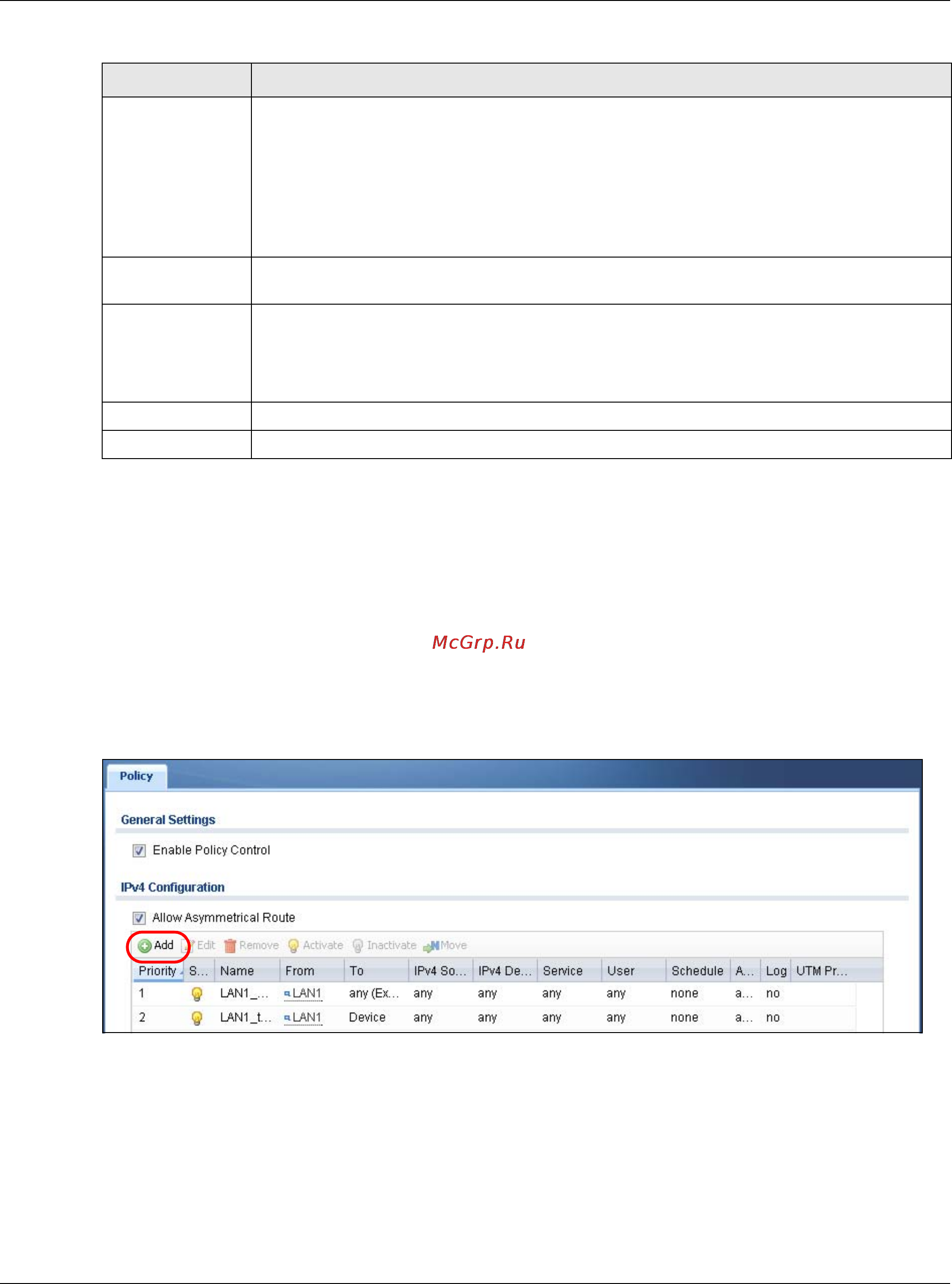 Zyxel UAG4100 [299/617] Security policy configuration example