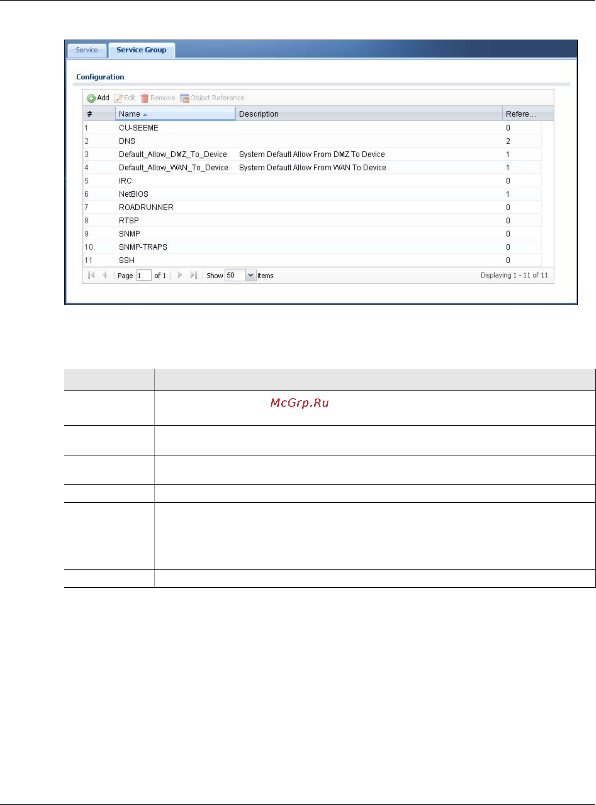 Zyxel UAG4100 [451/617] The service group add edit screen