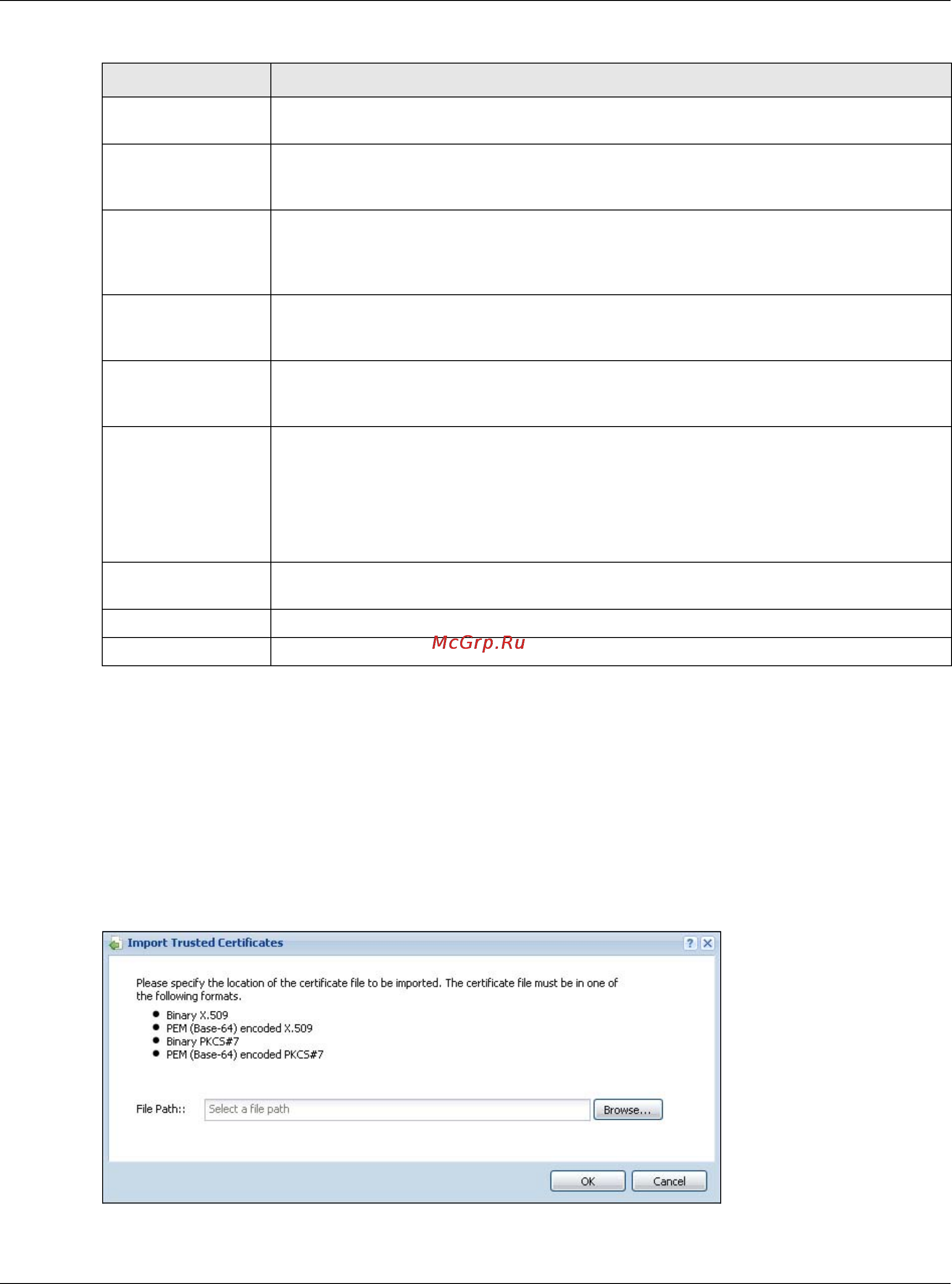Zyxel UAG4100 [481/617] The trusted certificates import screen