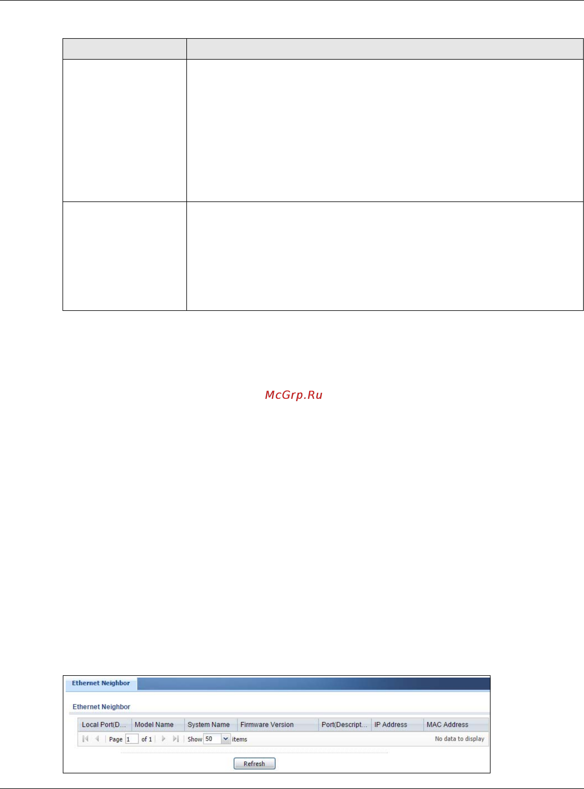 Zyxel ZyWALL 1100 [128/829] Ethernet neighbor screen