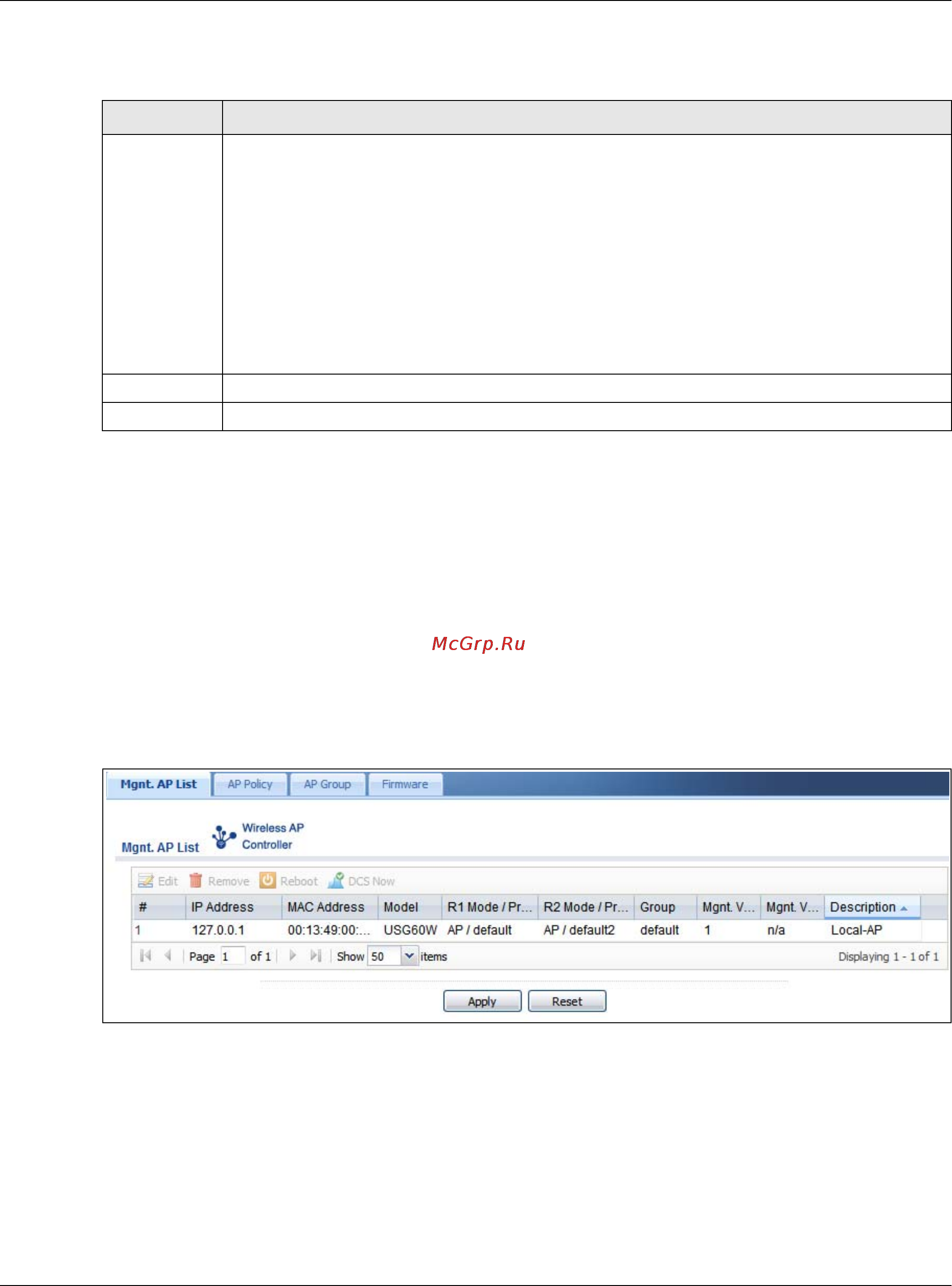 Zyxel USG 40 [164/829] Ap management screens